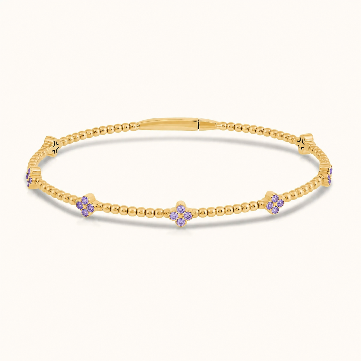 Flexible Beaded Flower Colored Gemstone 0.45 Carat Bangle - AVIR New York