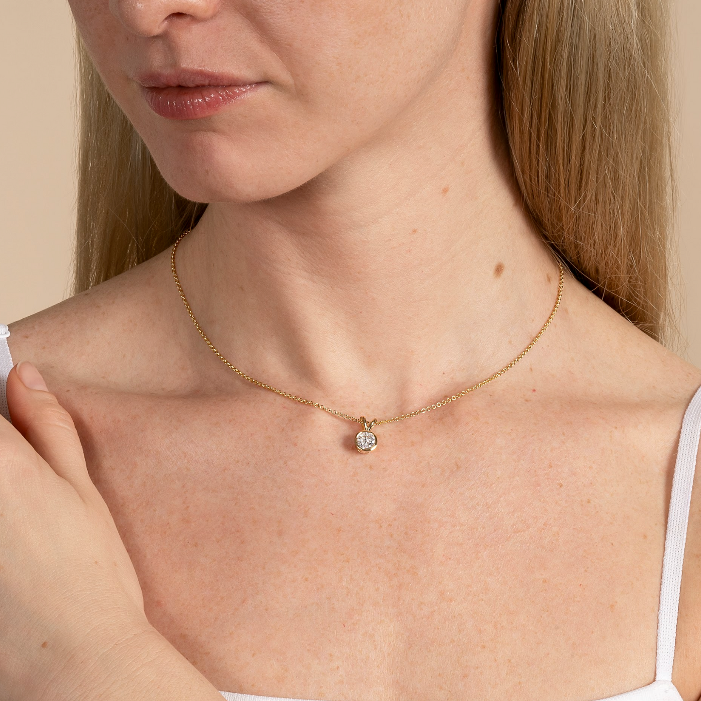 Bezel Set Lab Grown Diamond Solitaire 16 Inch Necklace, and Bracelet Set - AVIR New York