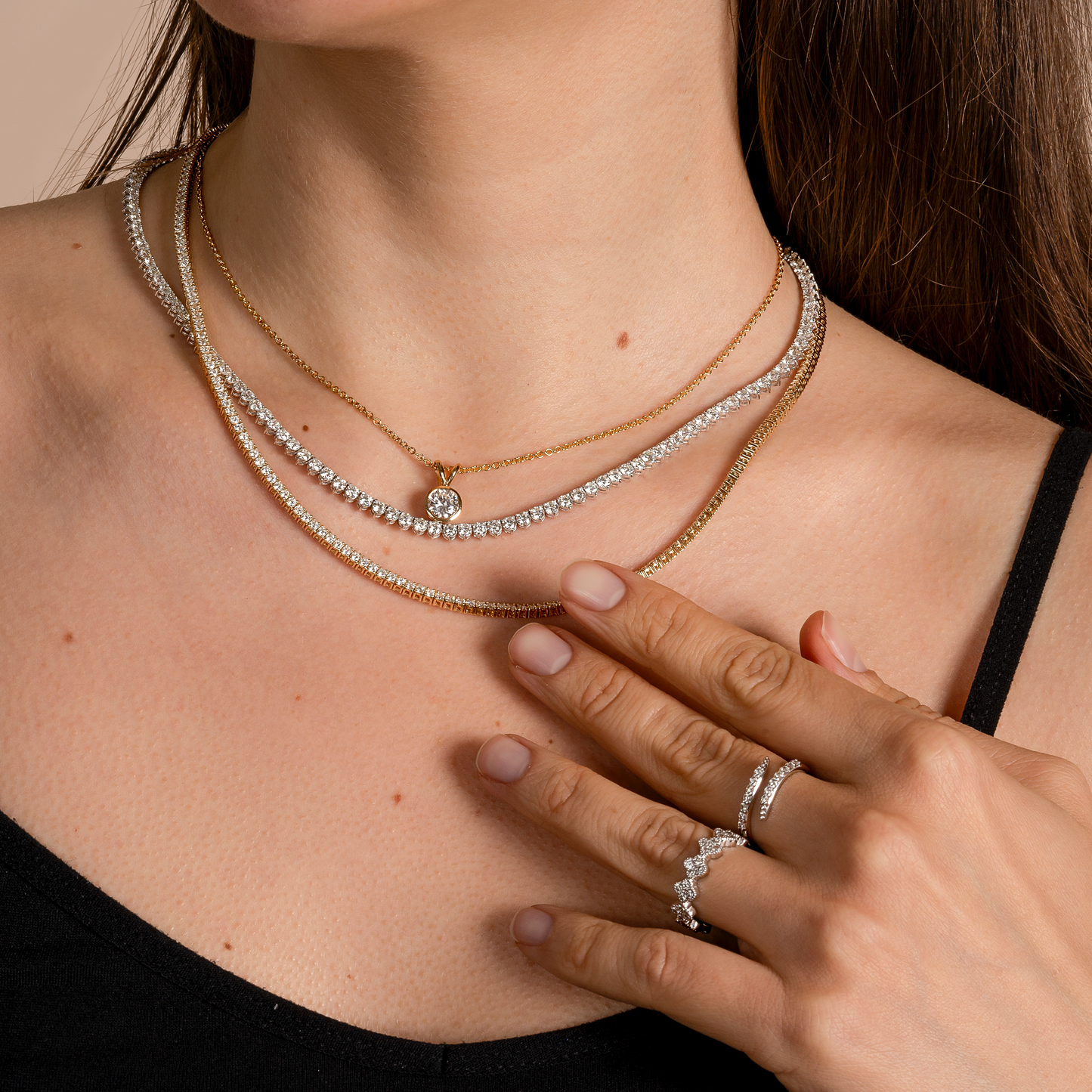 Lab Grown Diamond Bezel Set Solitaire Necklace - AVIR New York