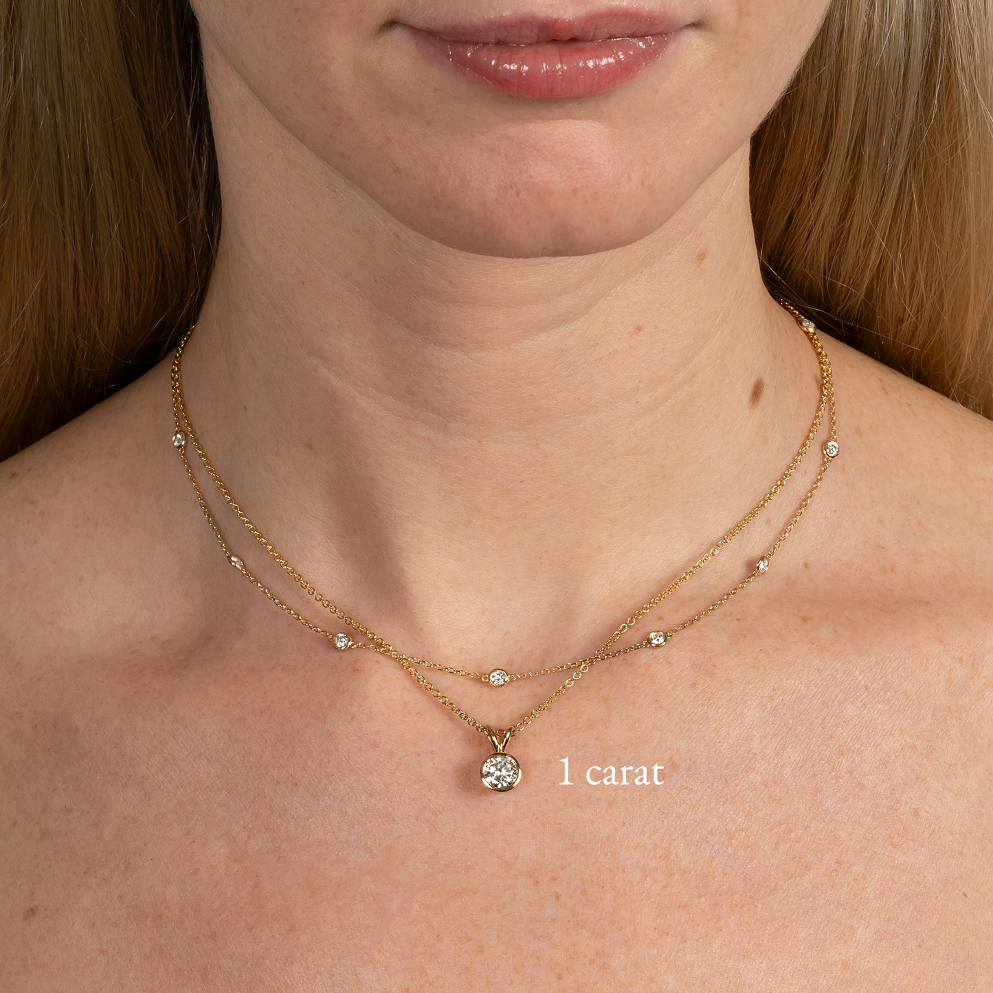 Bezel Set Lab Grown Diamond Solitaire 16 Inch Necklace, and Bracelet Set - AVIR New York
