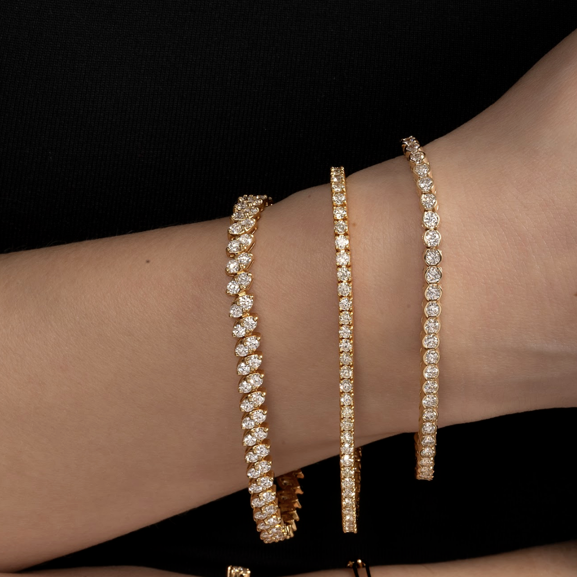 Half Bezel Set Lab Grown Diamond Tennis Bracelet - AVIR New York