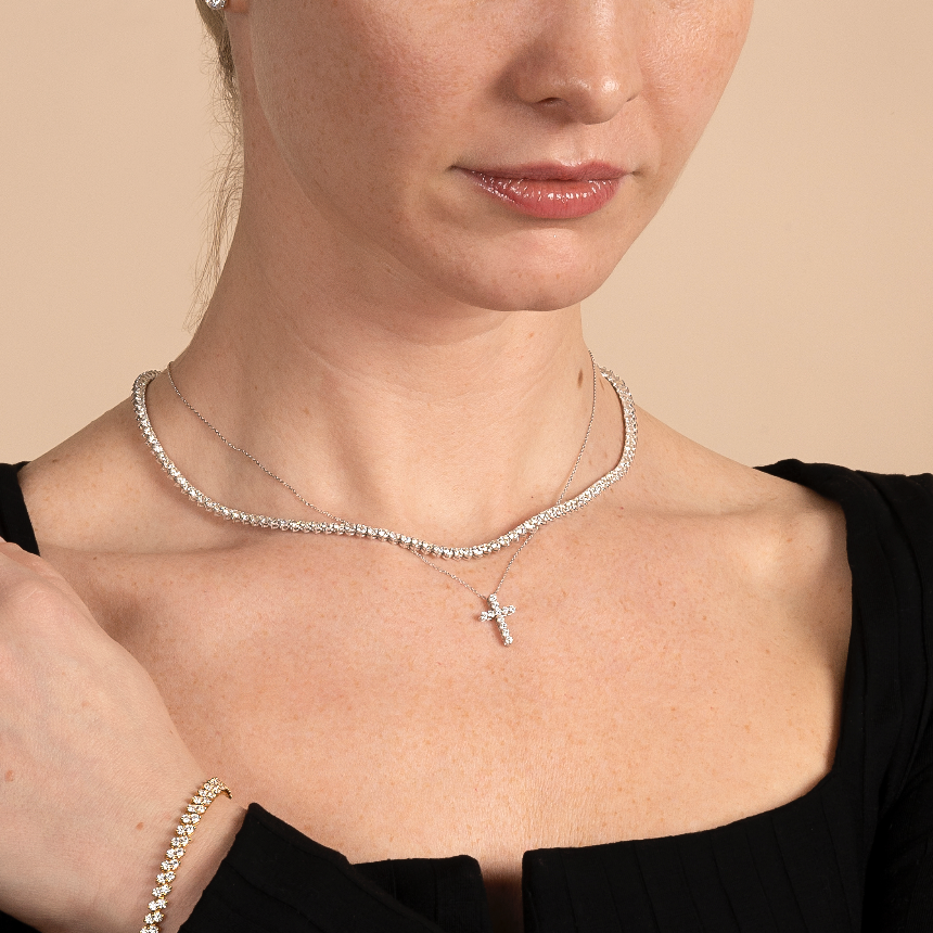 Natural Diamond Cross Necklace - AVIR New York