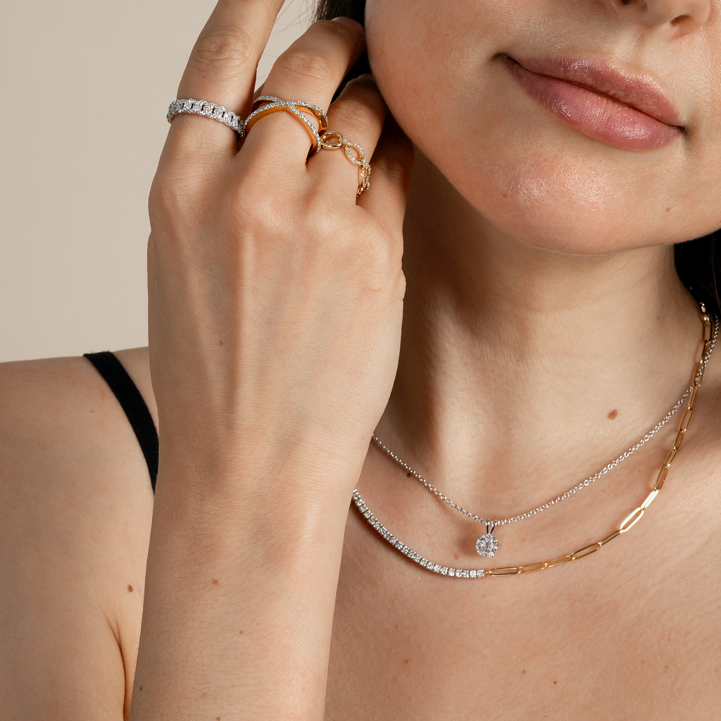 Half Paperclip and Natural Diamond Tennis Necklace - AVIR New York