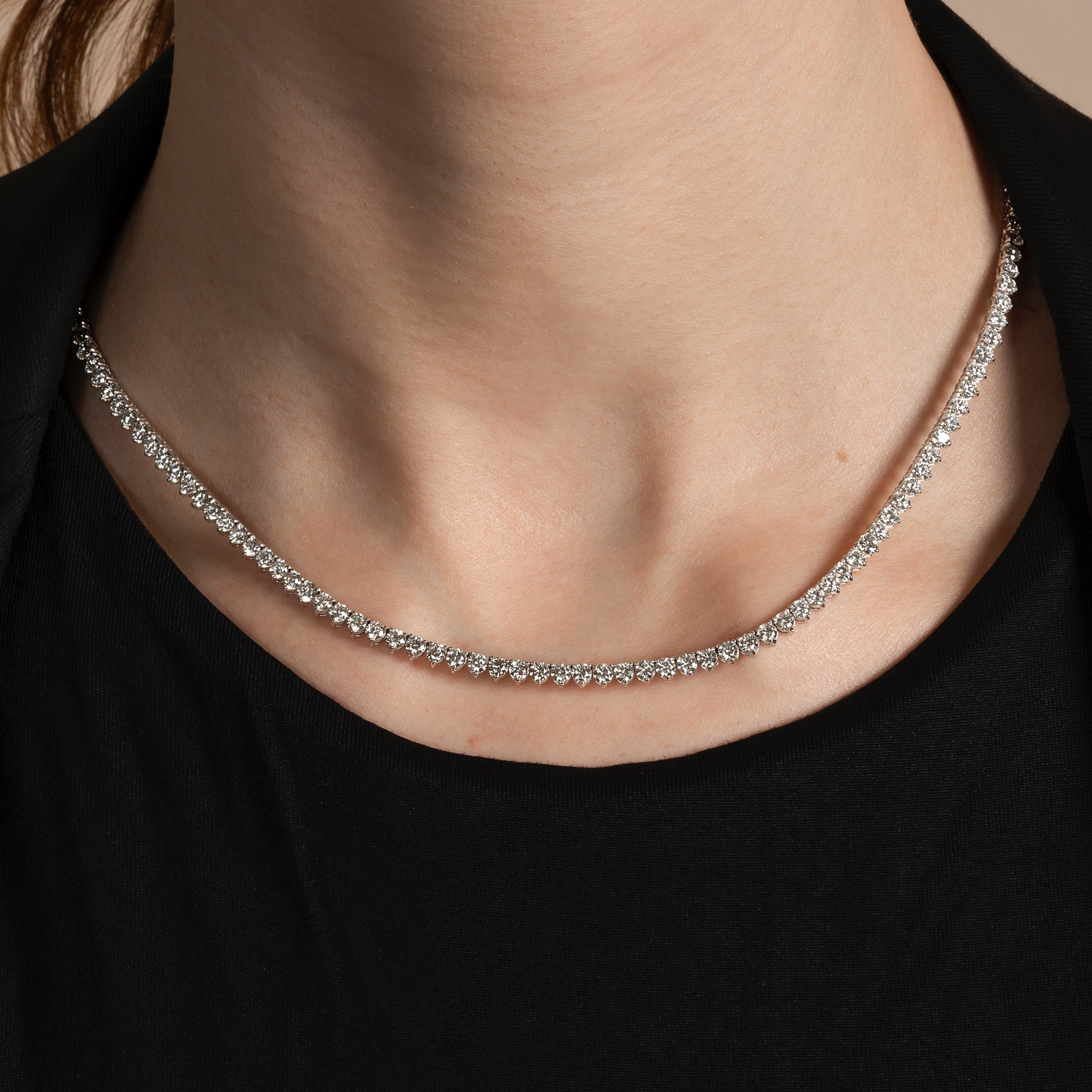 3 Prong 16 inch Lab Grown Diamond Tennis Necklace and Stud Earrings Set - AVIR New York