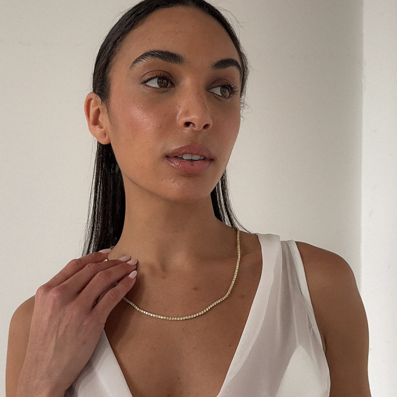 Classic 4 Prong Natural Diamond Tennis Necklace - AVIR New York