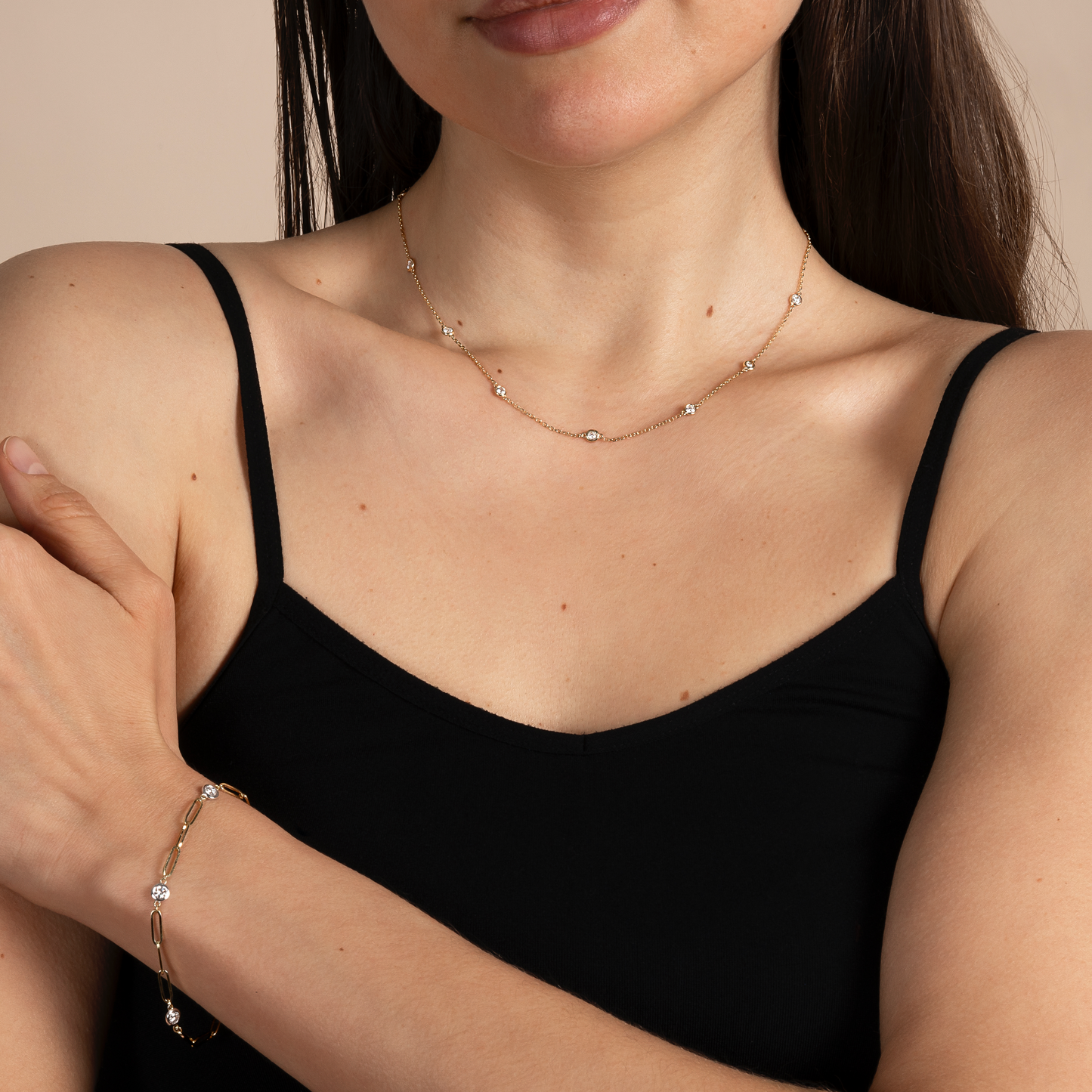Diamond by the Yard Lab Grown Diamond 16 Inch Necklace and Bezel Paperclip Bracelet Set - AVIR New York