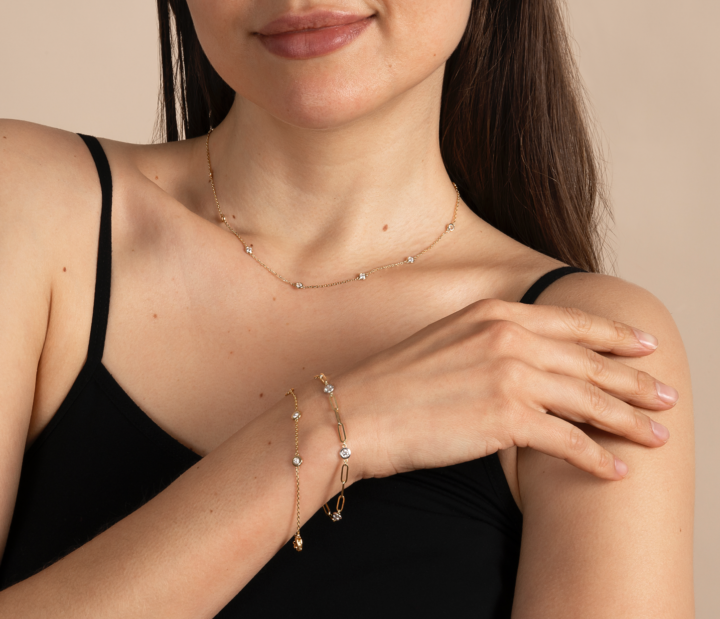 Diamond by the Yard Lab Grown Diamond 16 Inch Necklace and Bezel Paperclip Bracelet Set - AVIR New York
