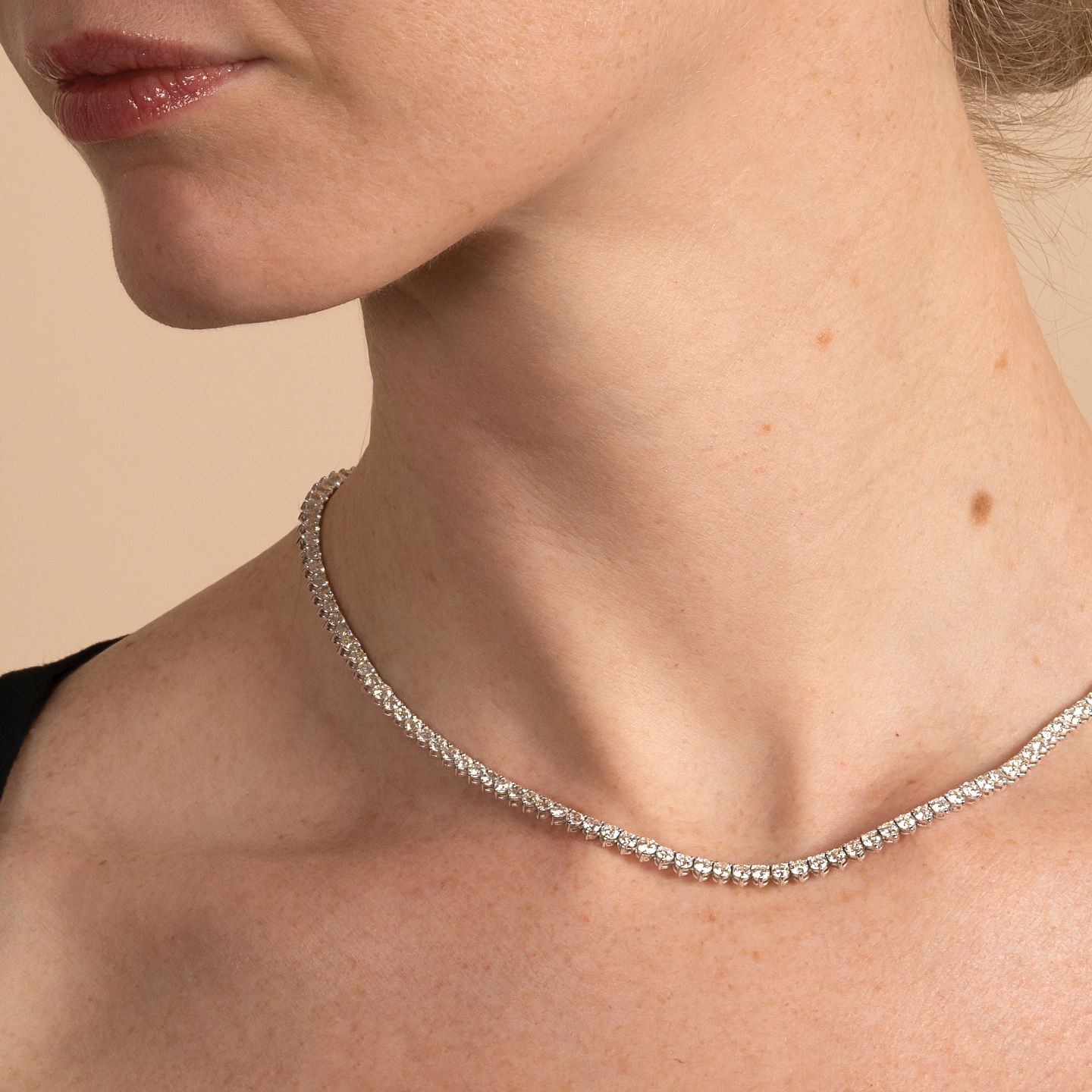 3 Prong 16 inch Lab Grown Diamond Tennis Necklace and Stud Earrings Set - AVIR New York