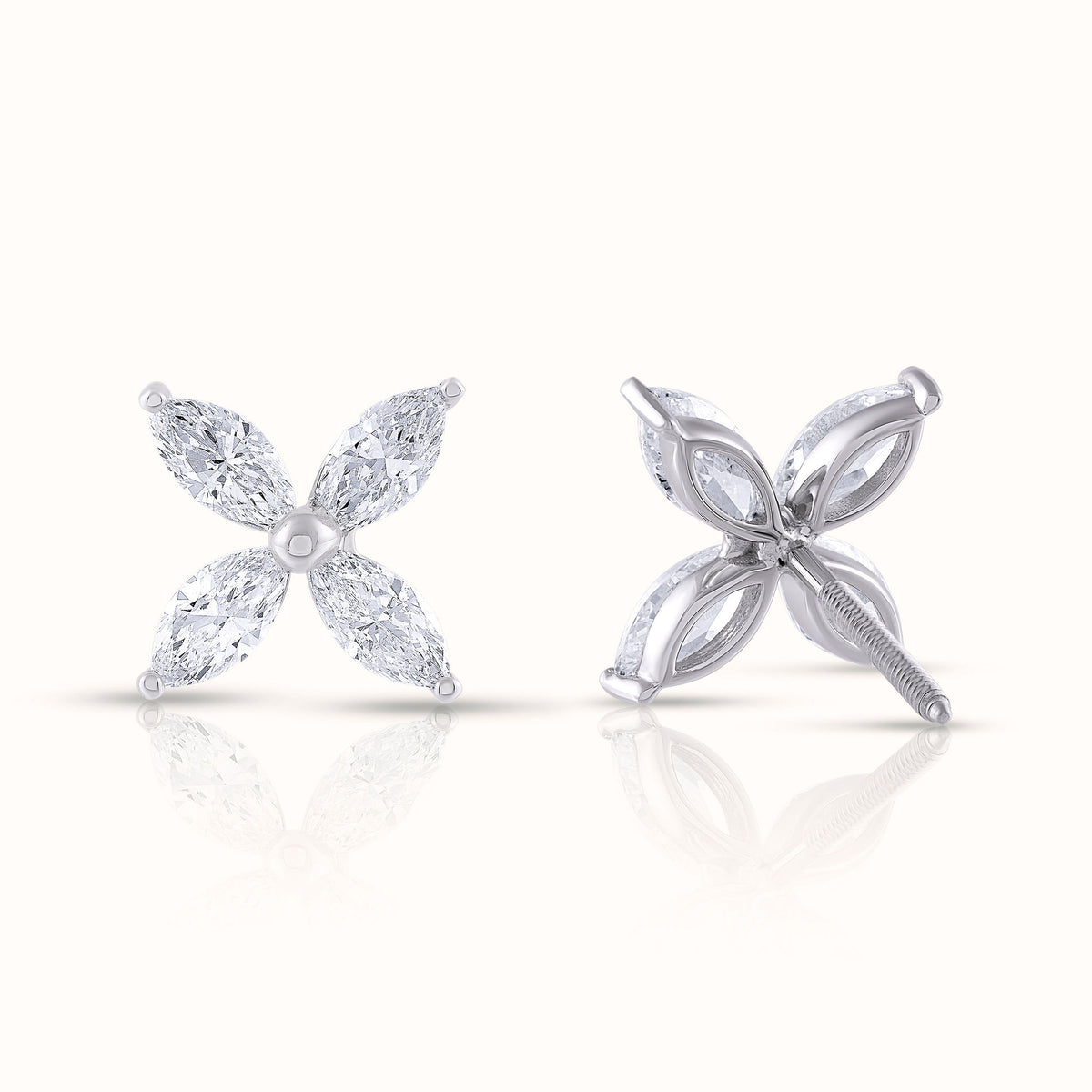 Marquise Cut Lab Grown Diamond Flower Earrings