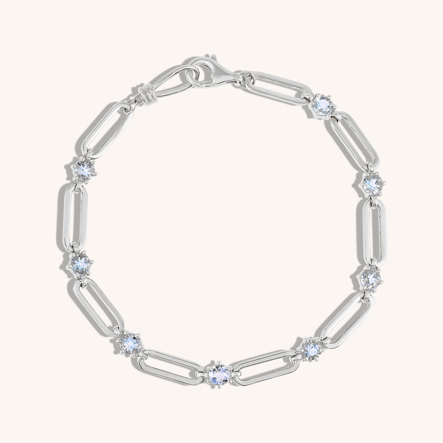 Paperclip and Aquamarine Station Bracelet
