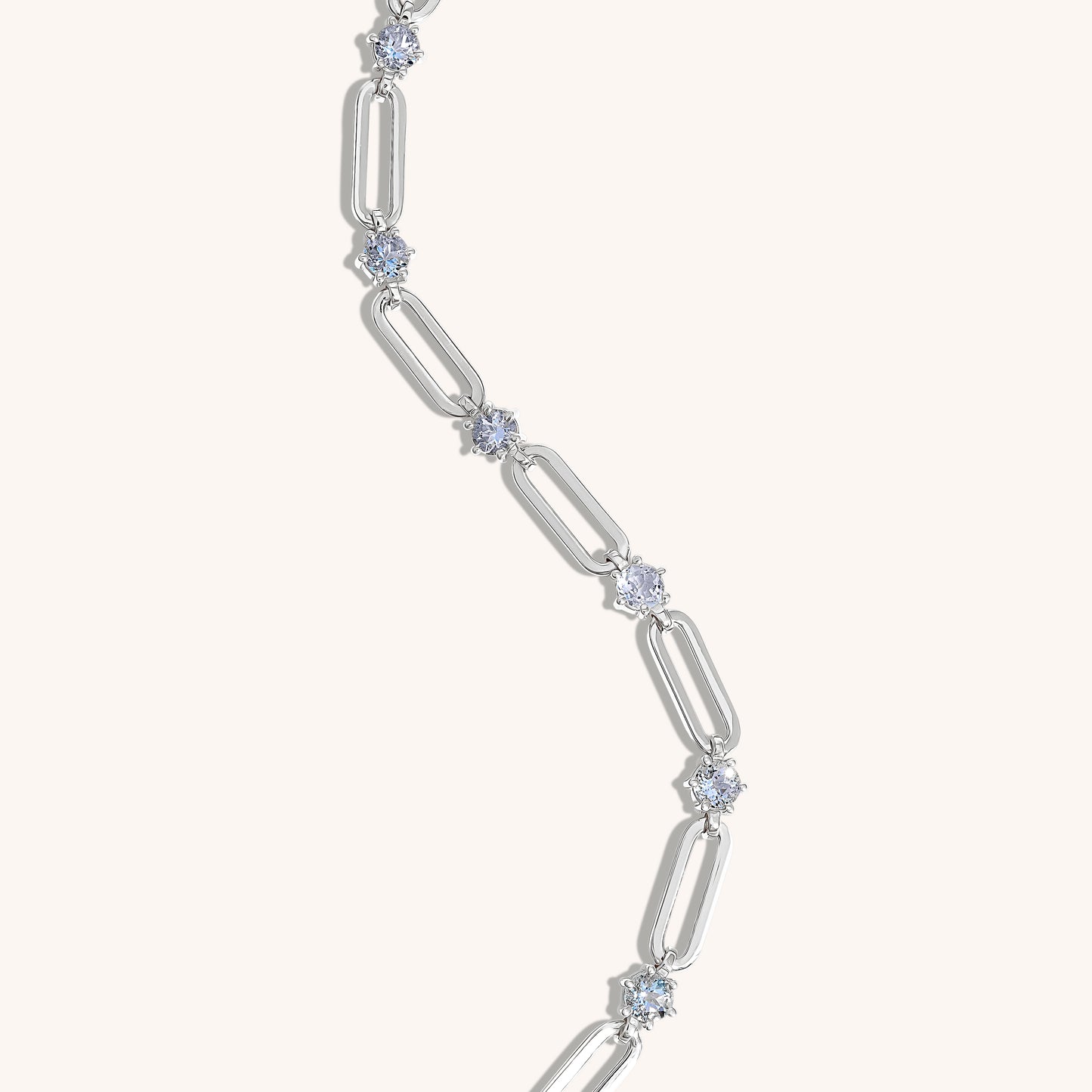 Paperclip and Aquamarine Station Bracelet