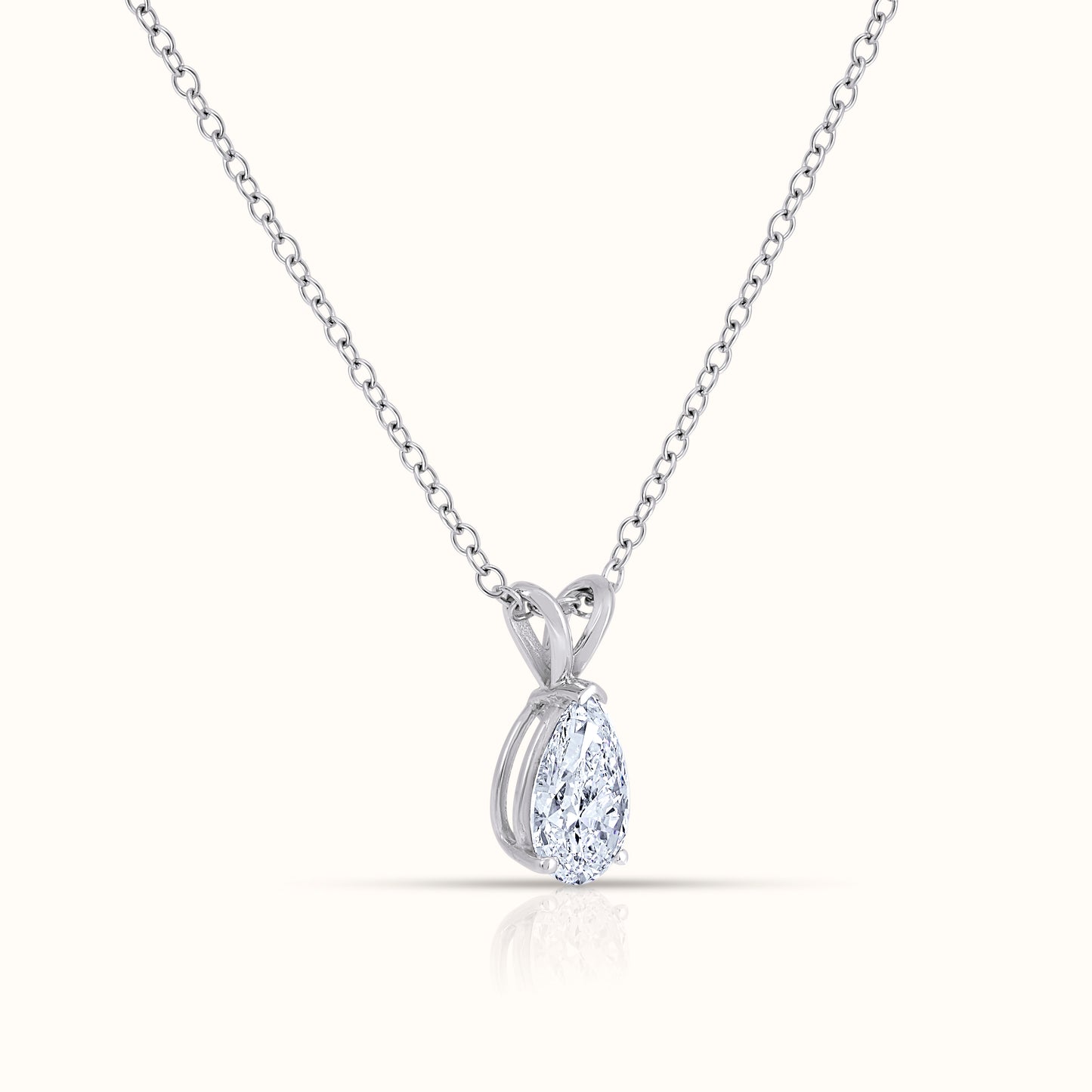 IGI Certified Solitaire Lab Grown Diamond Pear Cut Pendant Necklace