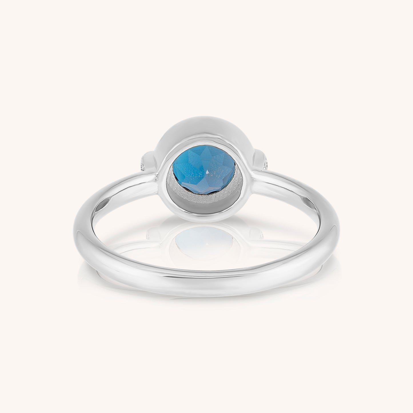 Natural Blue Topaz and Claw Lab Grown Diamond Ring
