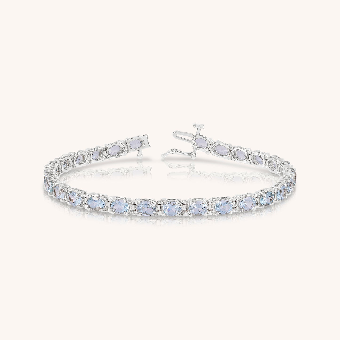 Natural Aquamarine Oval Tennis Bracelet