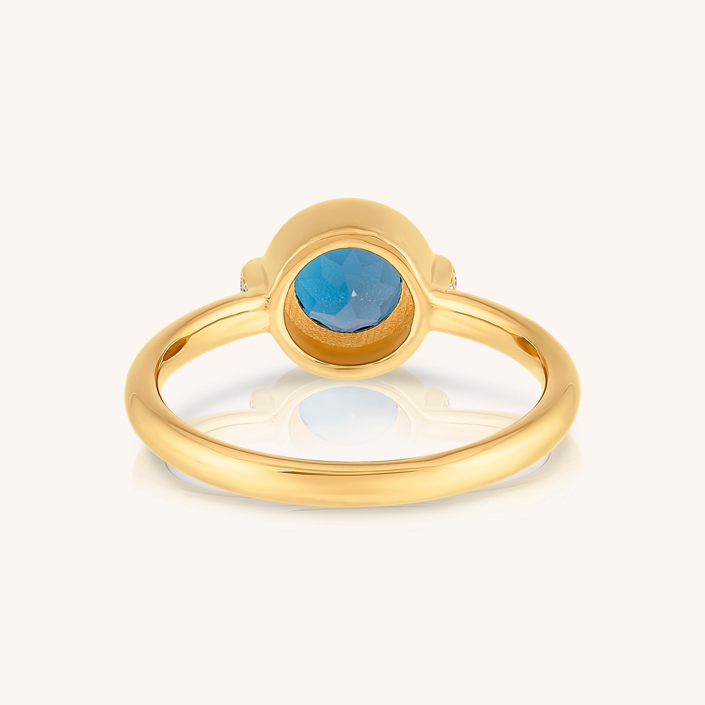 Natural Blue Topaz and Claw Lab Grown Diamond Ring