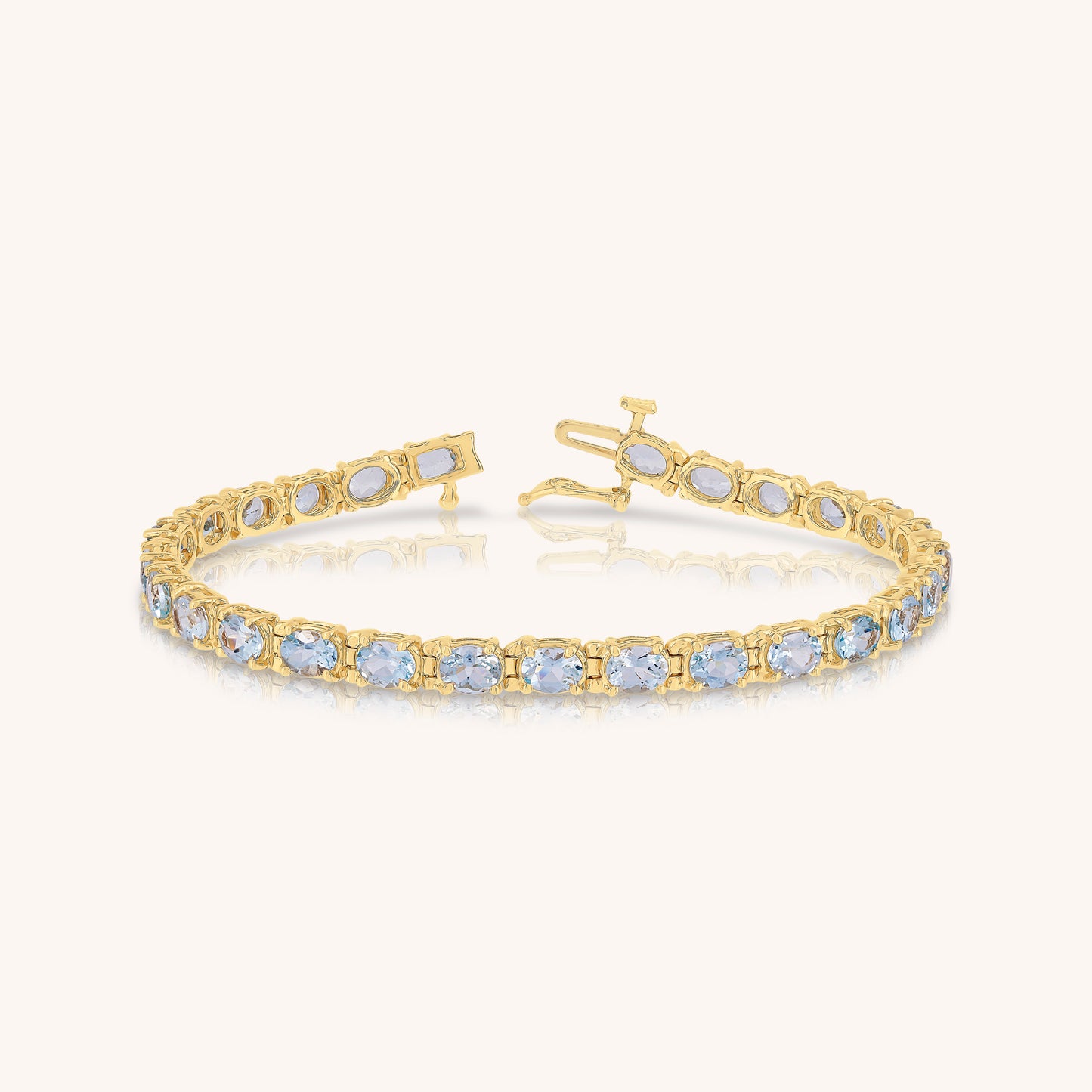 Natural Aquamarine Oval Tennis Bracelet