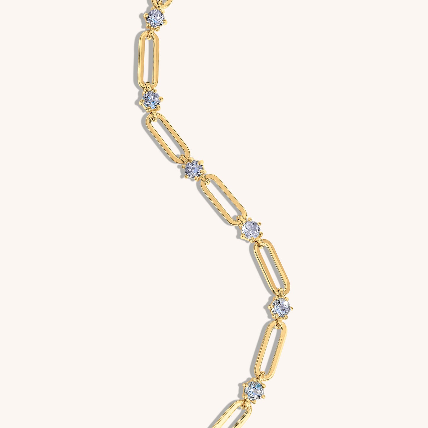 Paperclip and Aquamarine Station Bracelet