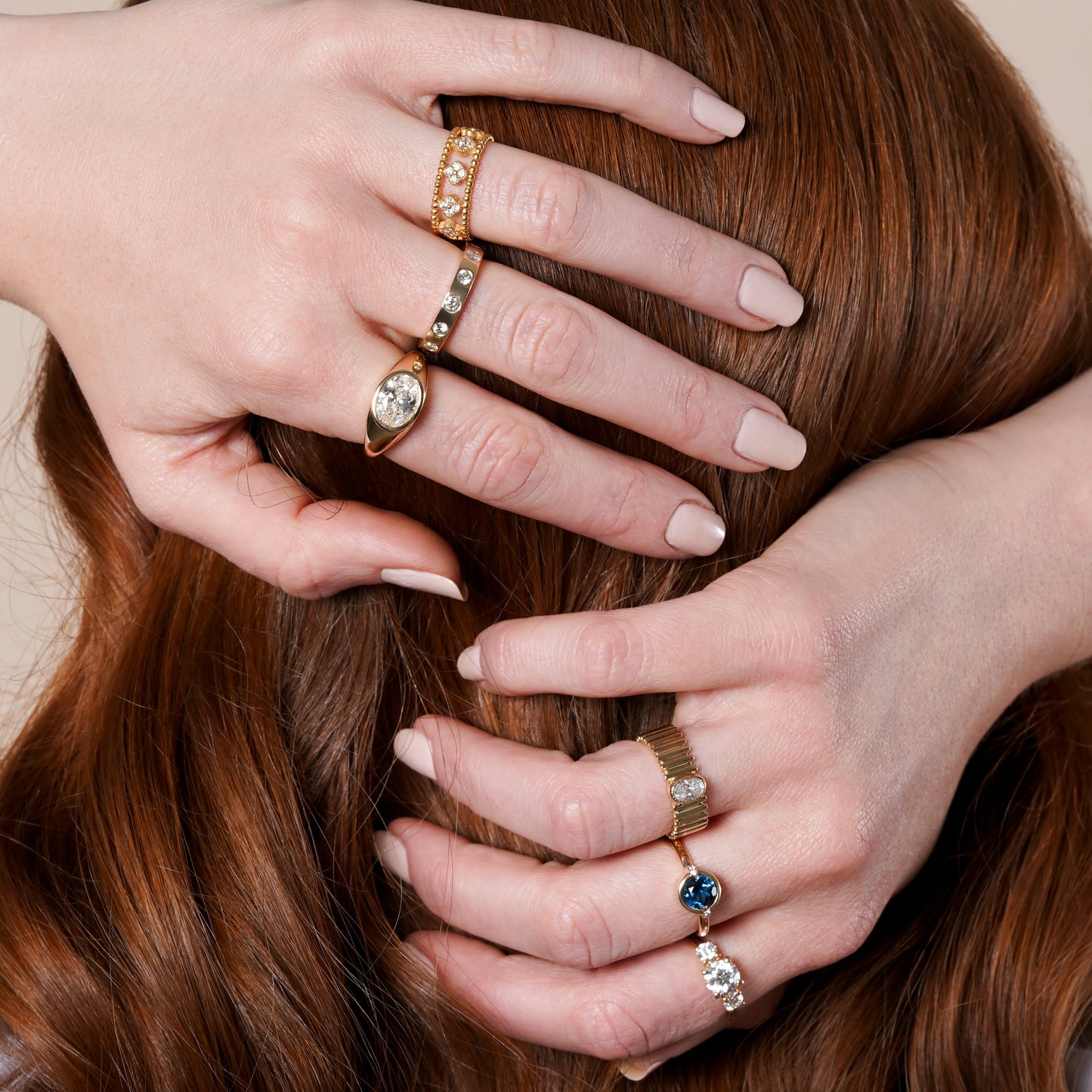 Fluted Band with Lab Grown Diamond Oval Ring