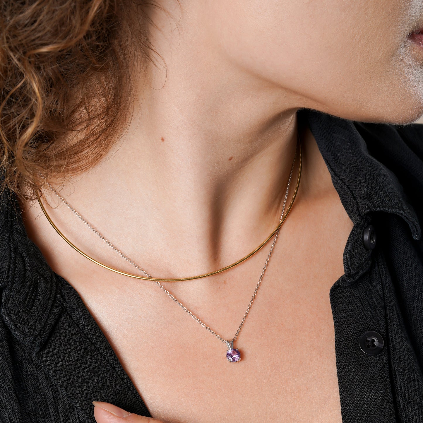 Natural Amethyst - February Birthstone Charm Pendant