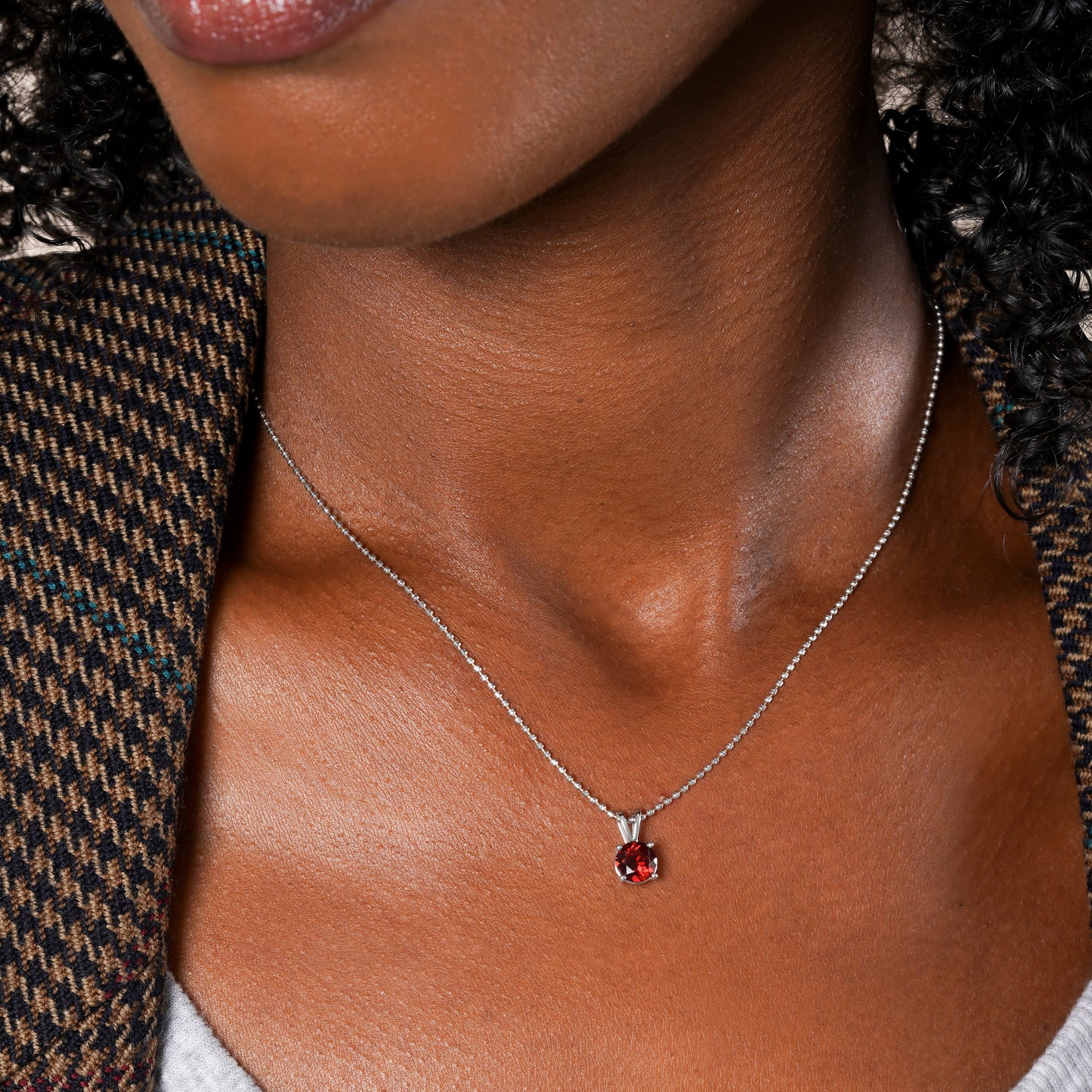 Natural Garnet - January Birthstone Charm Pendant