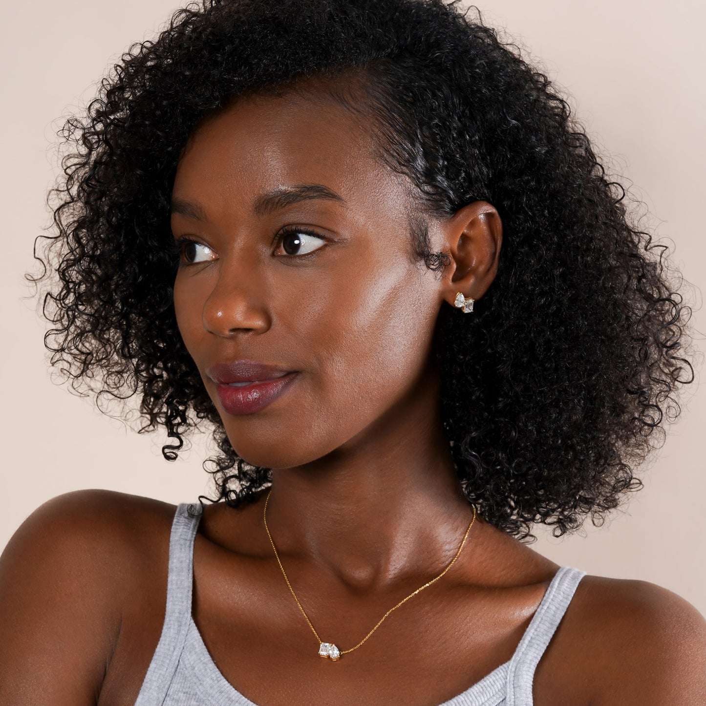 Toi et Moi Pear and Emerald Lab Grown Diamond Necklace