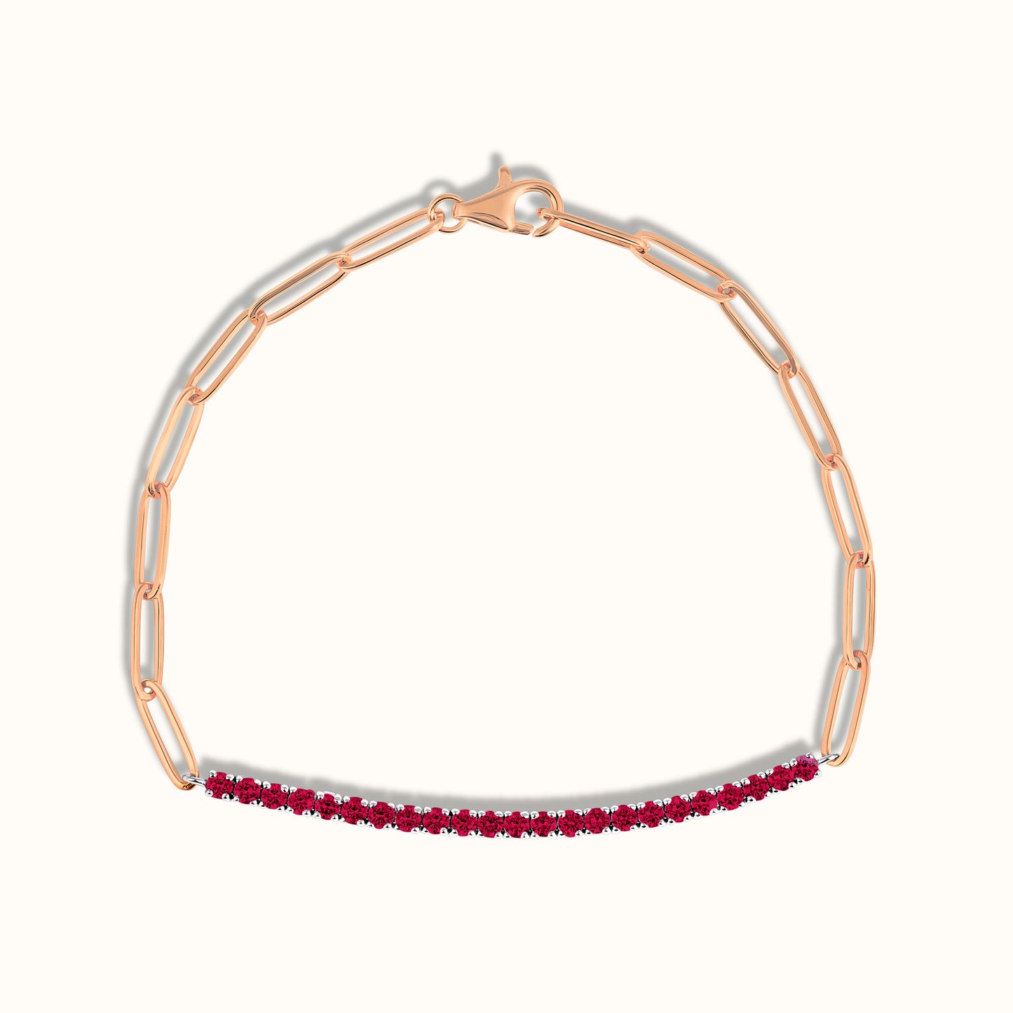 Half Paperclip and Ruby Tennis Bracelet - AVIR New York