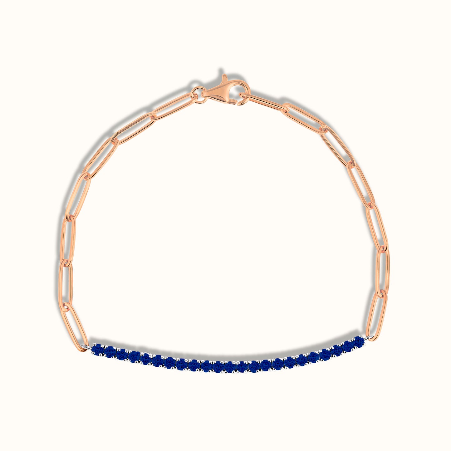Half Paperclip and Sapphire Tennis Bracelet - AVIR New York