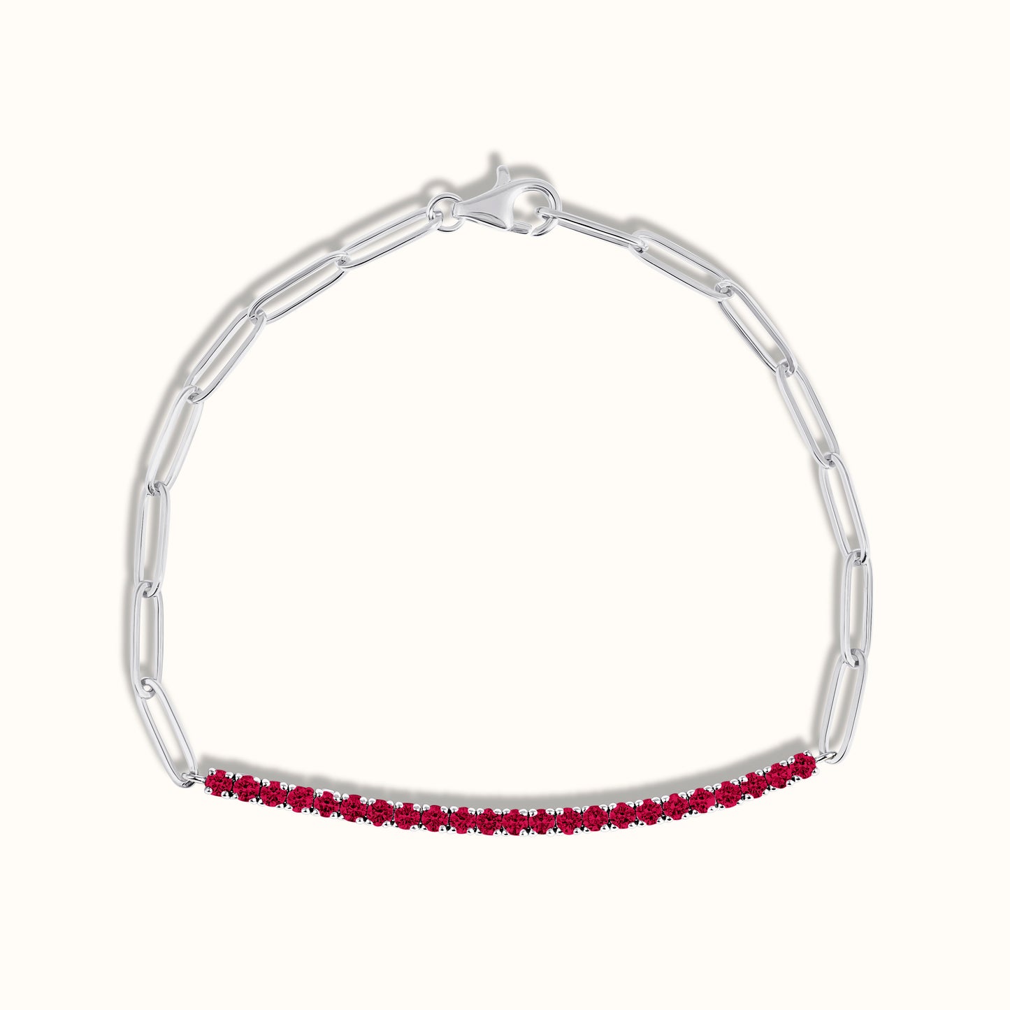 Half Paperclip and Ruby Tennis Bracelet - AVIR New York
