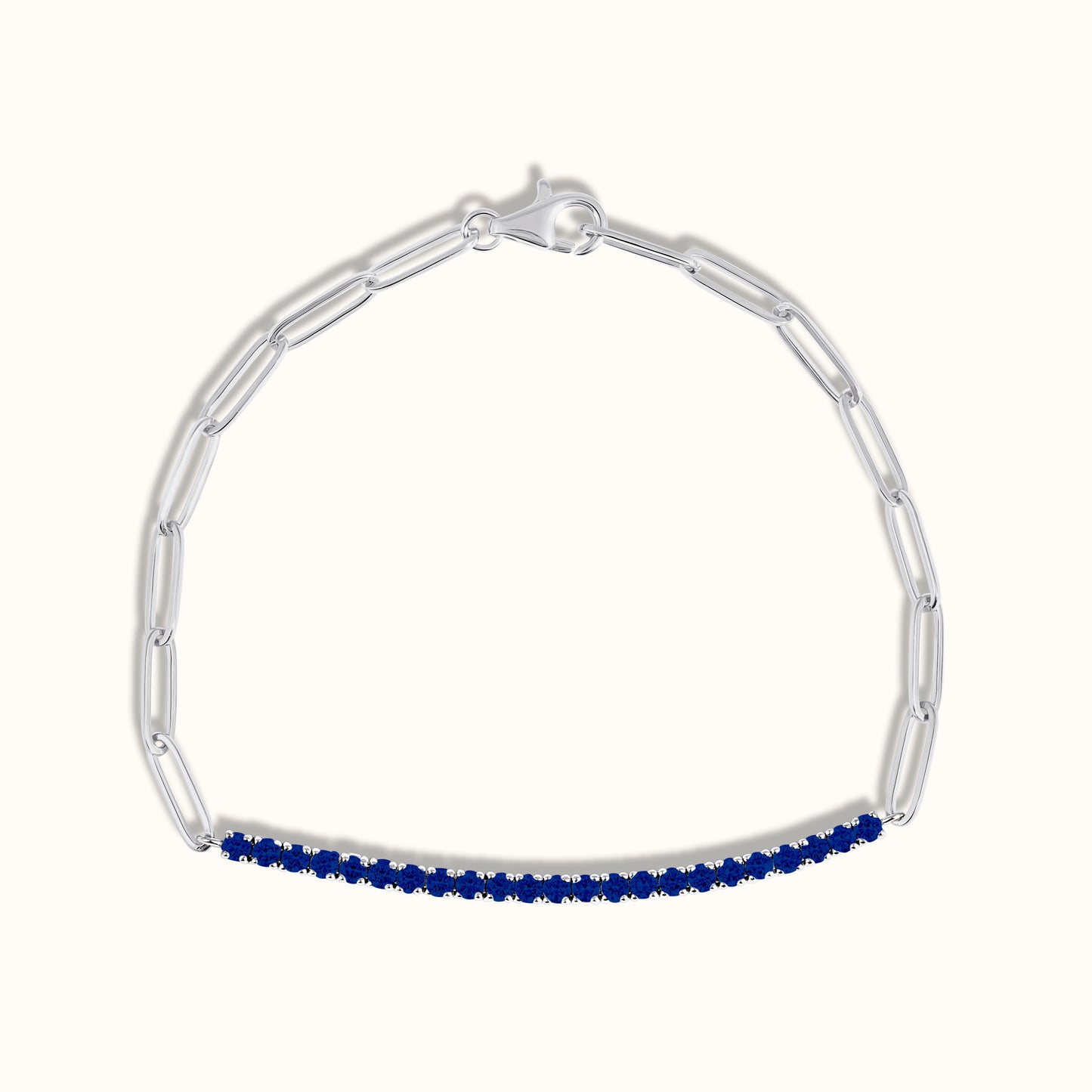 Half Paperclip and Sapphire Tennis Bracelet - AVIR New York