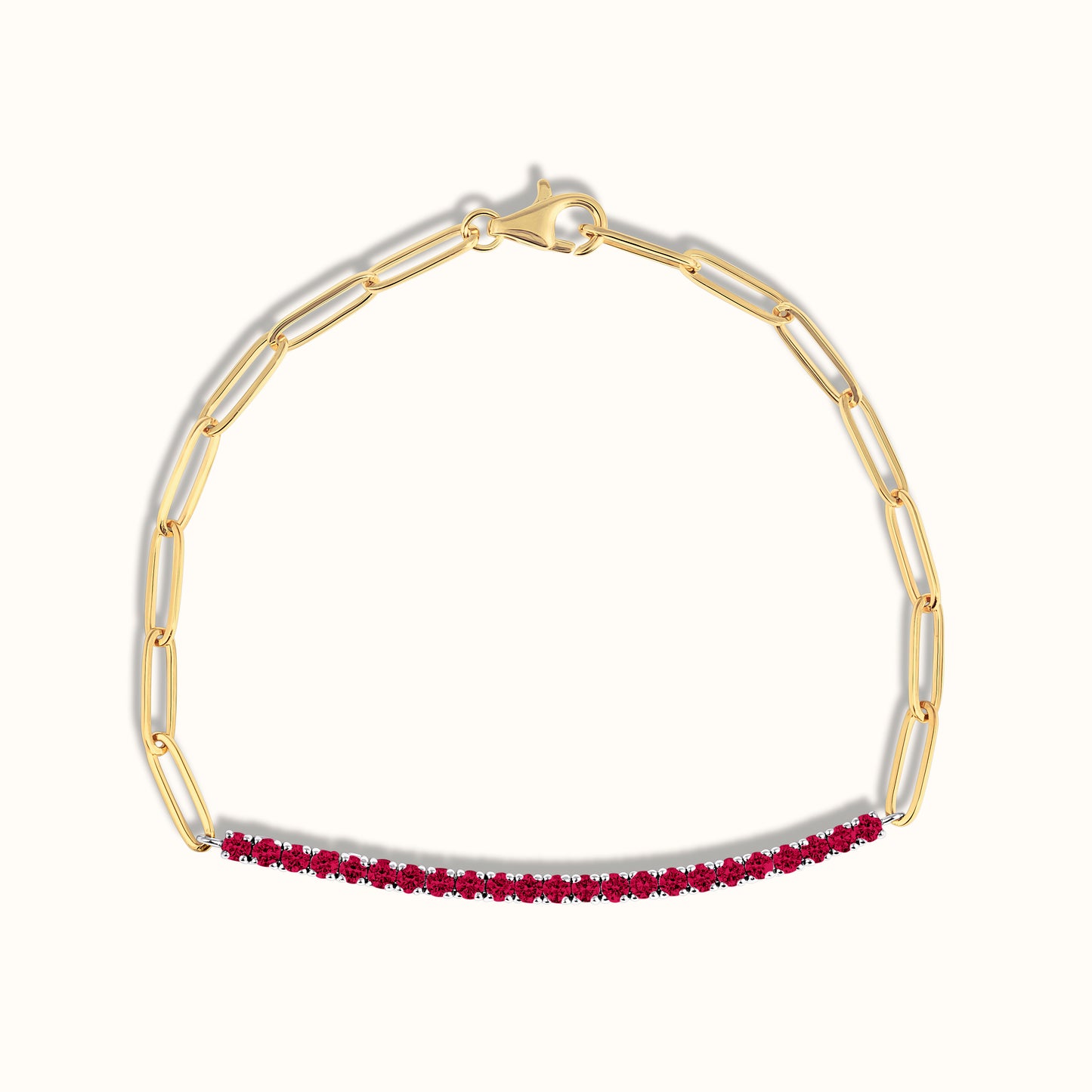 Half Paperclip and Ruby Tennis Bracelet - AVIR New York
