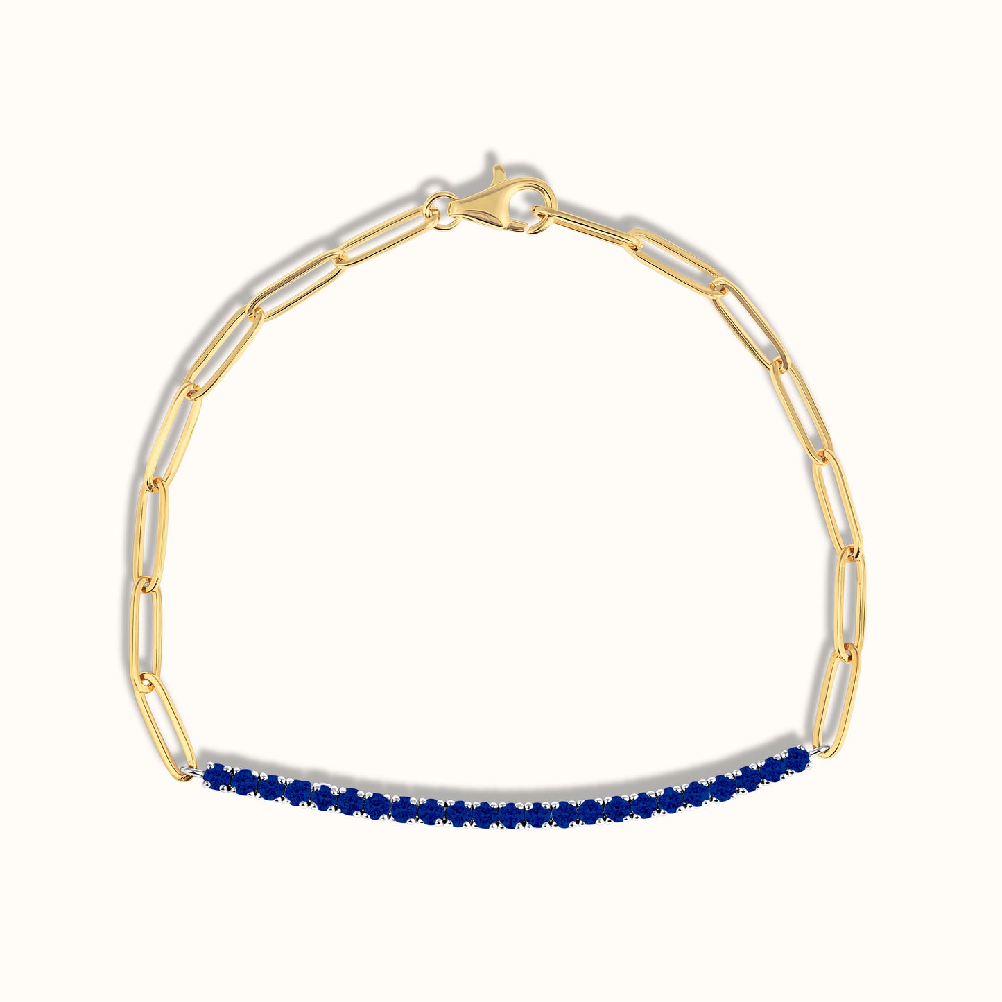Half Paperclip and Sapphire Tennis Bracelet - AVIR New York