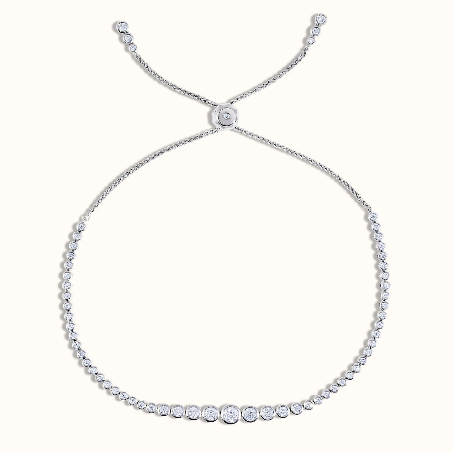 Graduated Bezel Set Bolo Natural Diamond Bracelet - AVIR New York