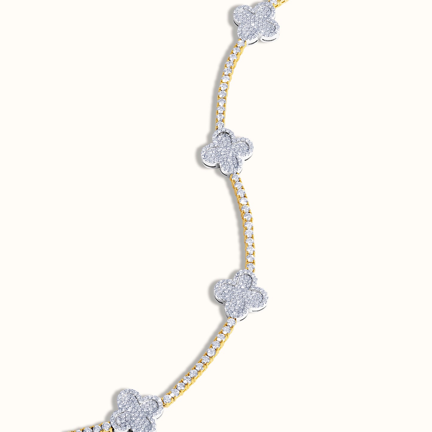 Natural Diamond Tennis Bracelet with Clovers - AVIR New York