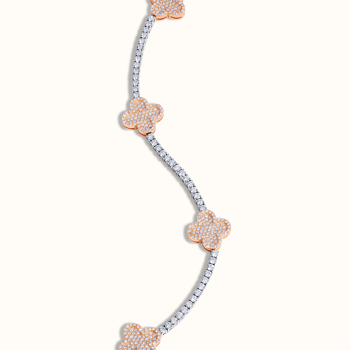 Natural Diamond Tennis Bracelet with Clovers - AVIR New York