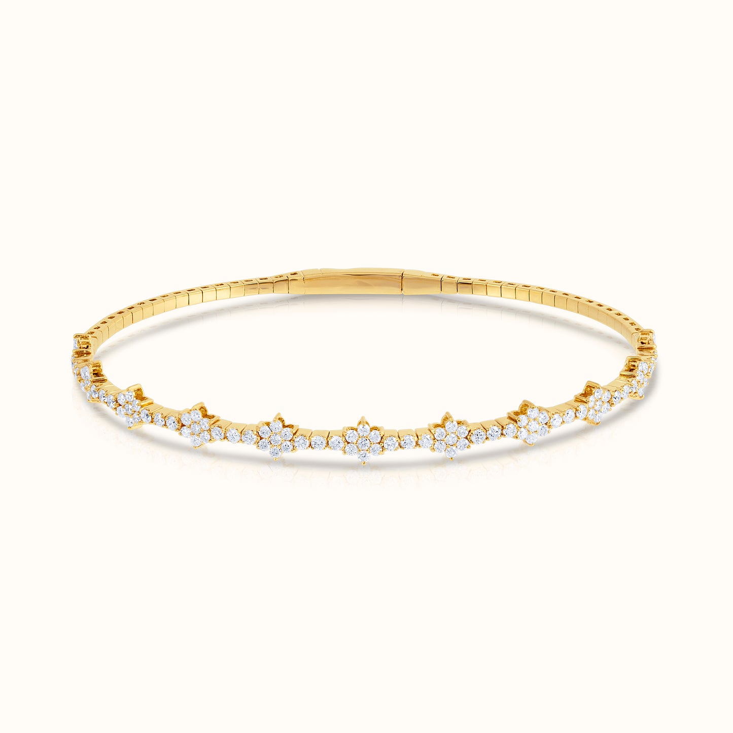 Halfway Flower Natural Diamond Flexible Bangle - AVIR New York