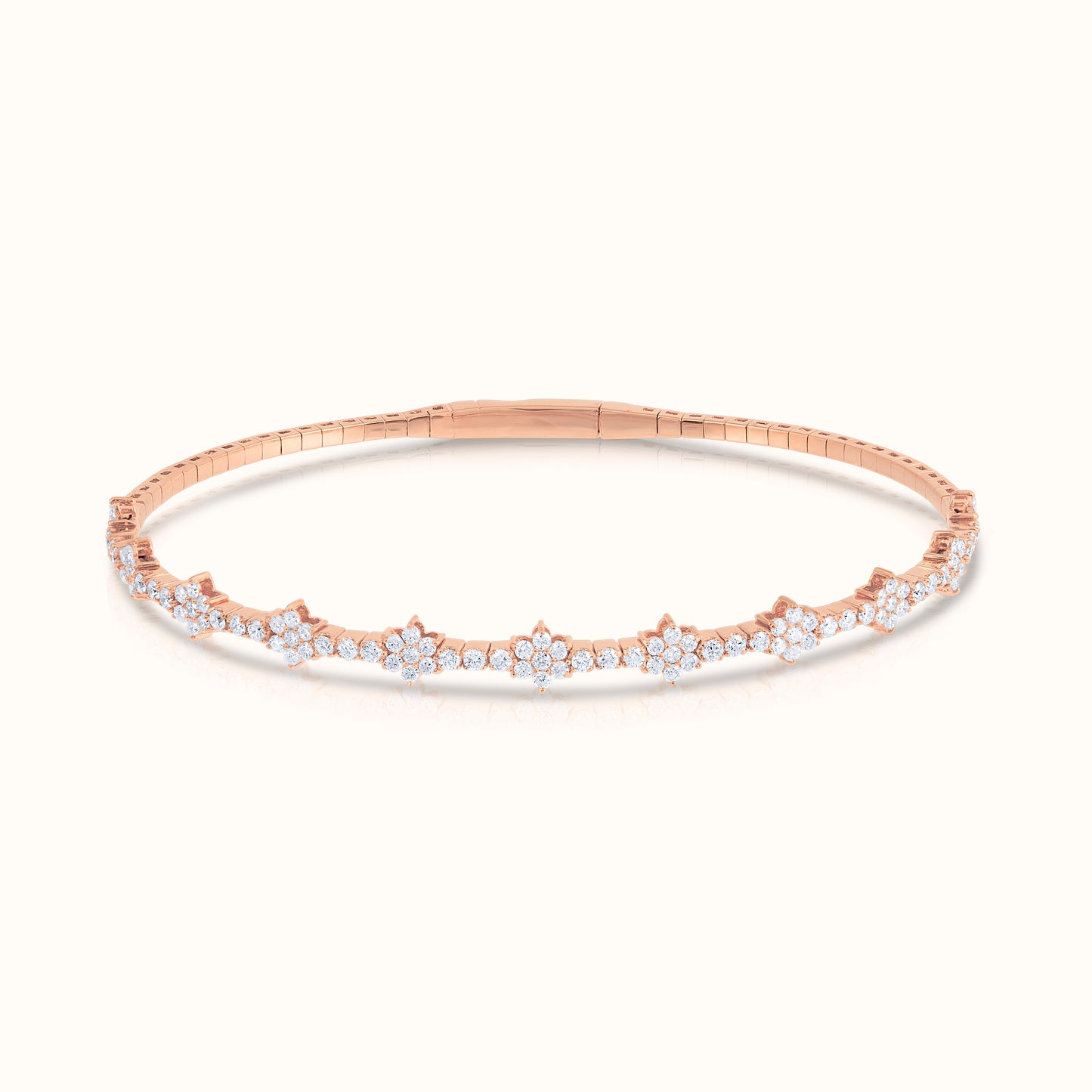 Halfway Flower Natural Diamond Flexible Bangle - AVIR New York
