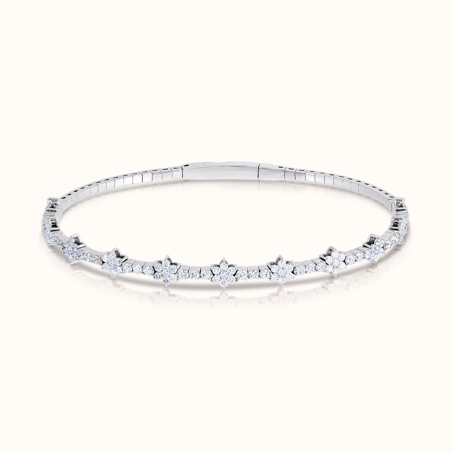 Halfway Flower Natural Diamond Flexible Bangle - AVIR New York