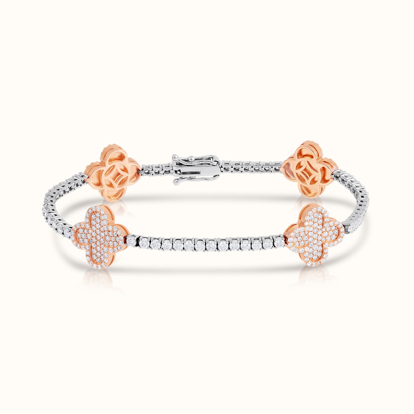 Natural Diamond Tennis Bracelet with Clovers - AVIR New York