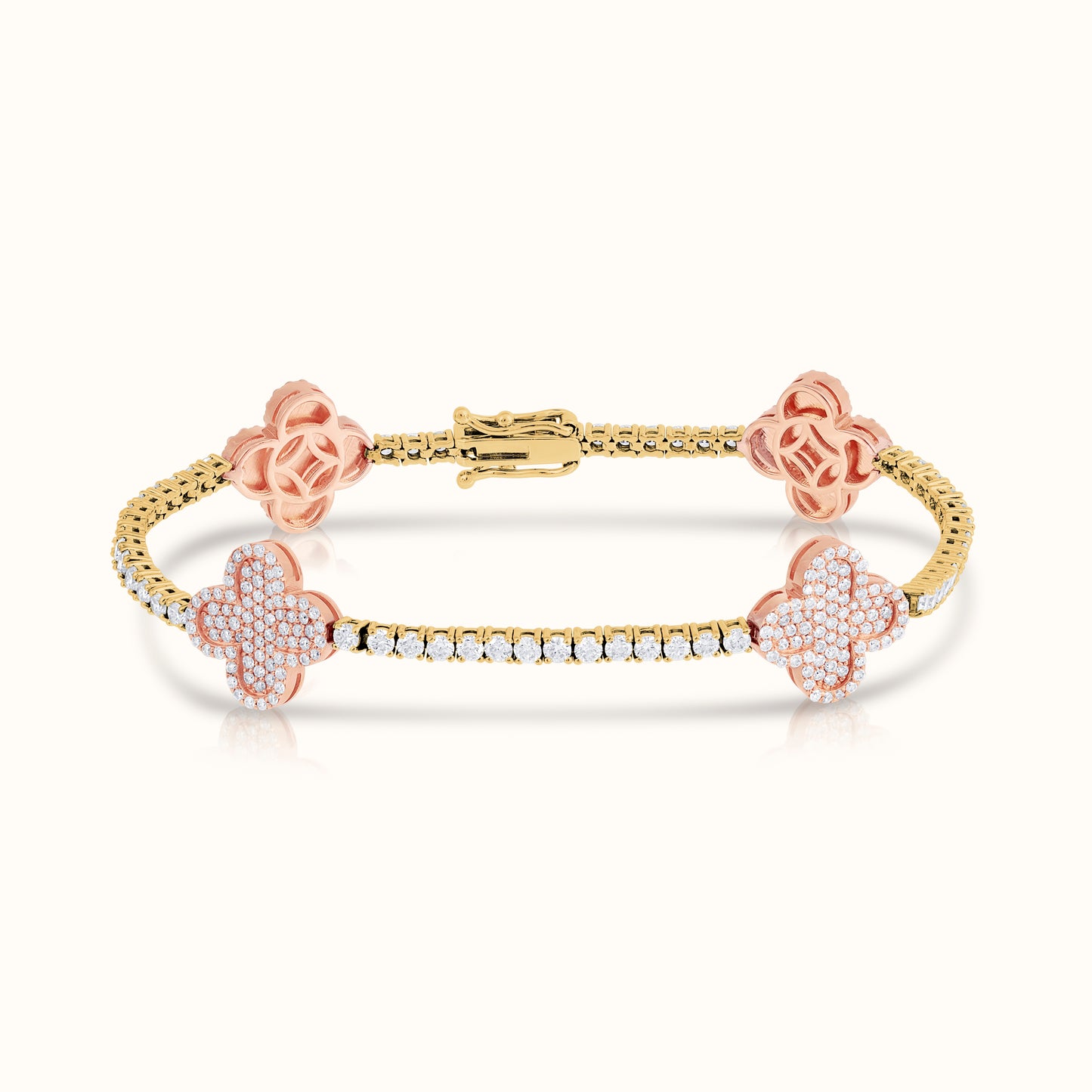 Natural Diamond Tennis Bracelet with Clovers - AVIR New York