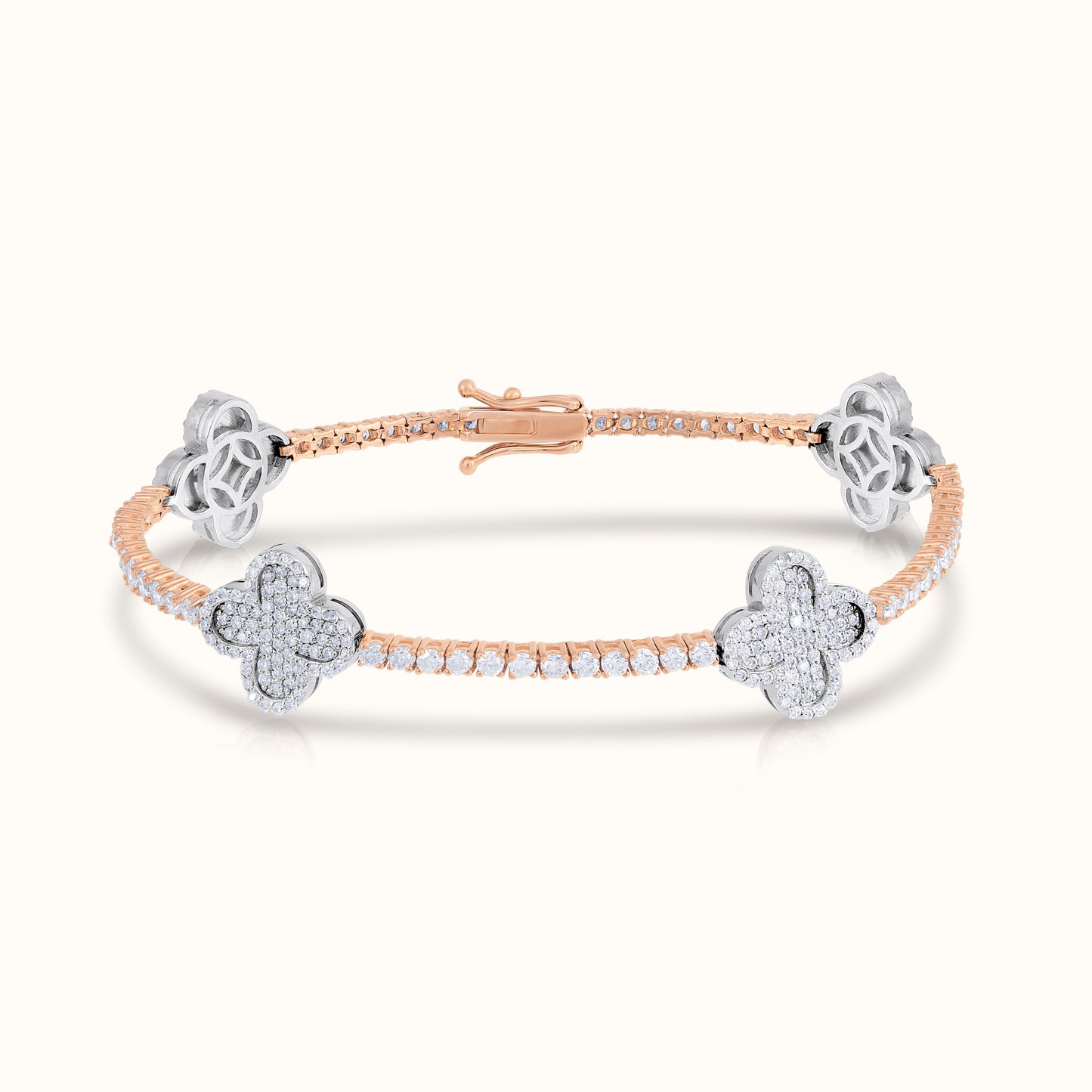 Natural Diamond Tennis Bracelet with Clovers - AVIR New York