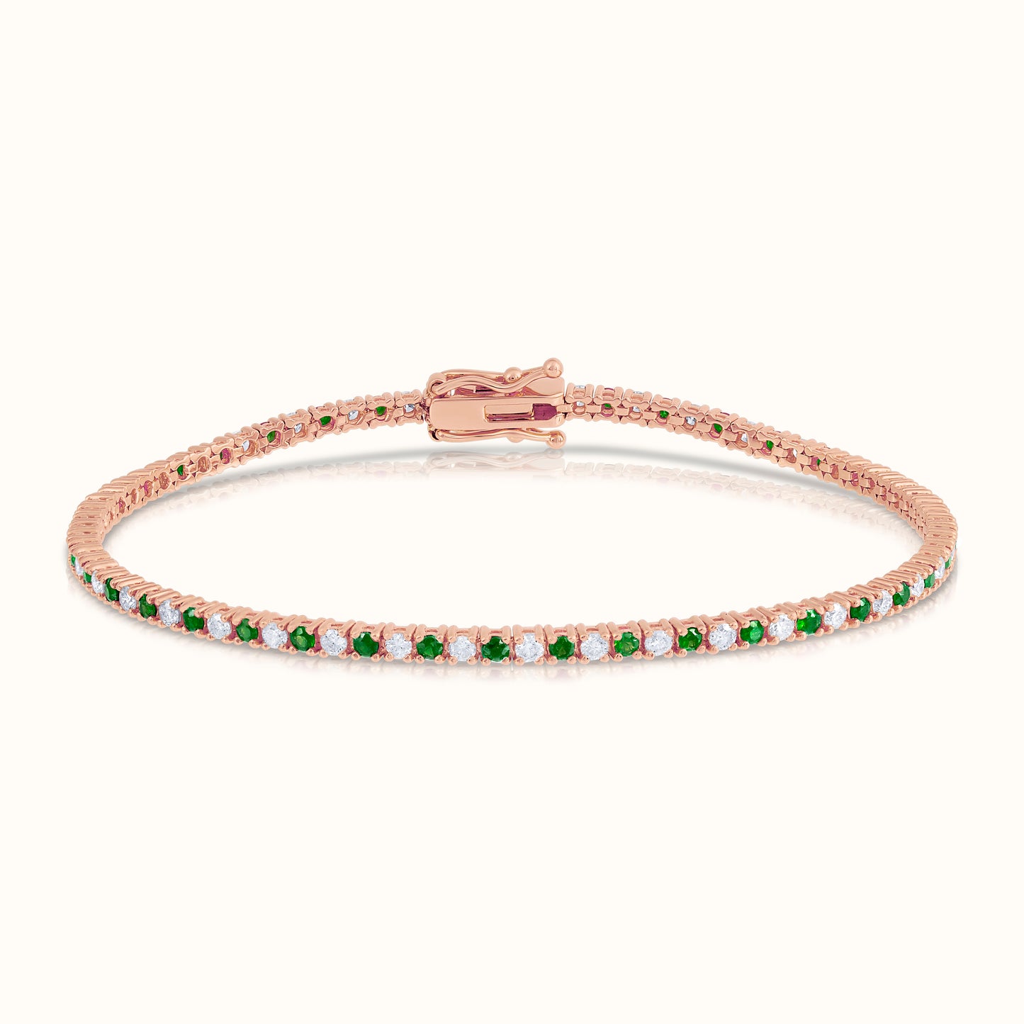 Alternating Green Emerald and Natural Diamond Tennis Bracelet - AVIR New York