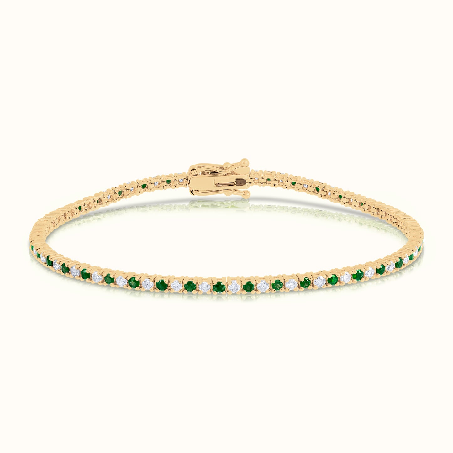 Alternating Green Emerald and Natural Diamond Tennis Bracelet - AVIR New York