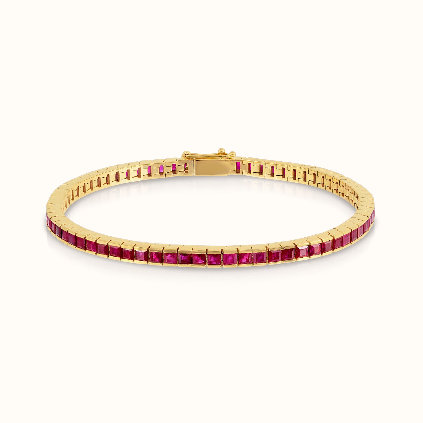 Channel Set Princess Cut Ruby Tennis Bracelet - AVIR New York