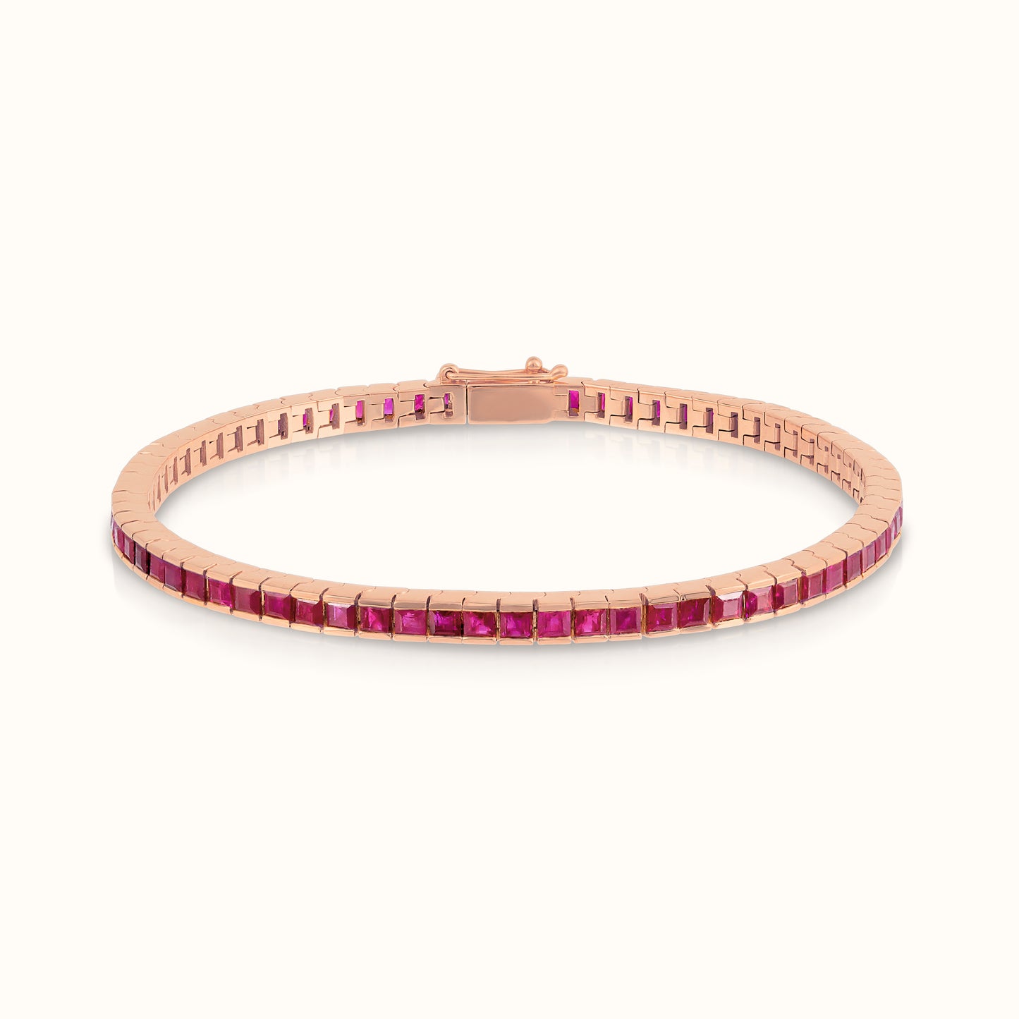 Channel Set Princess Cut Ruby Tennis Bracelet - AVIR New York