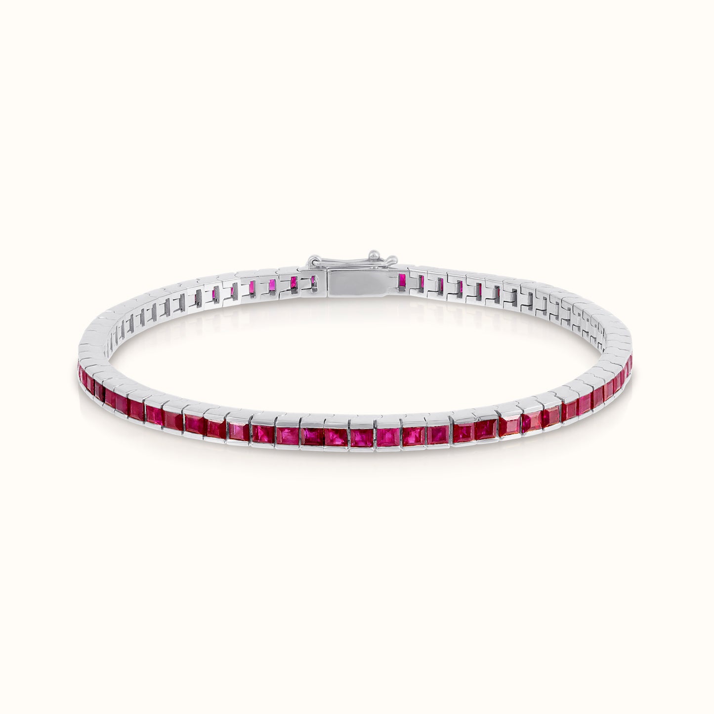 Channel Set Princess Cut Ruby Tennis Bracelet - AVIR New York