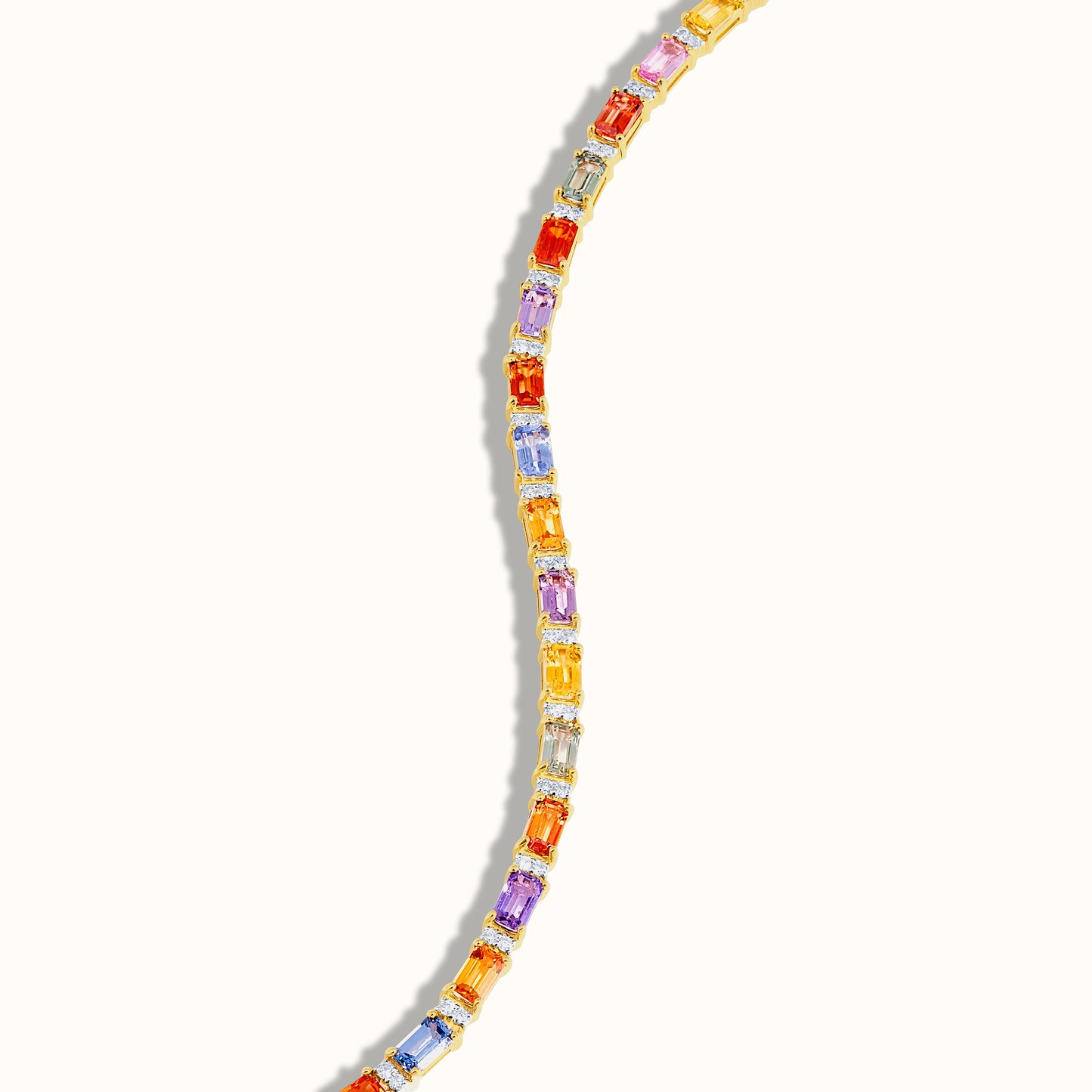 Muticolour Sapphire Emerald Cut Tennis Bracelet - AVIR New York