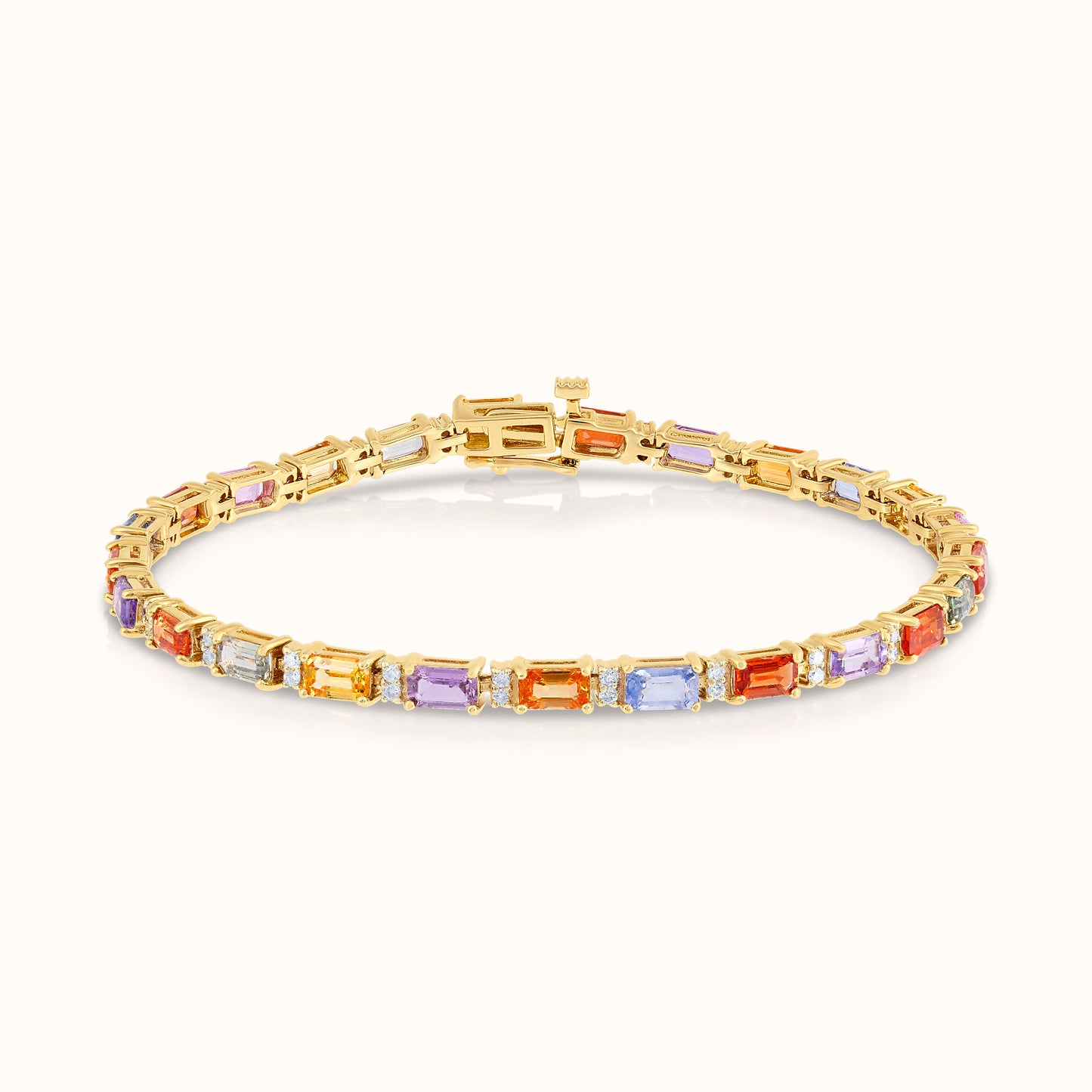 Muticolour Sapphire Emerald Cut Tennis Bracelet - AVIR New York