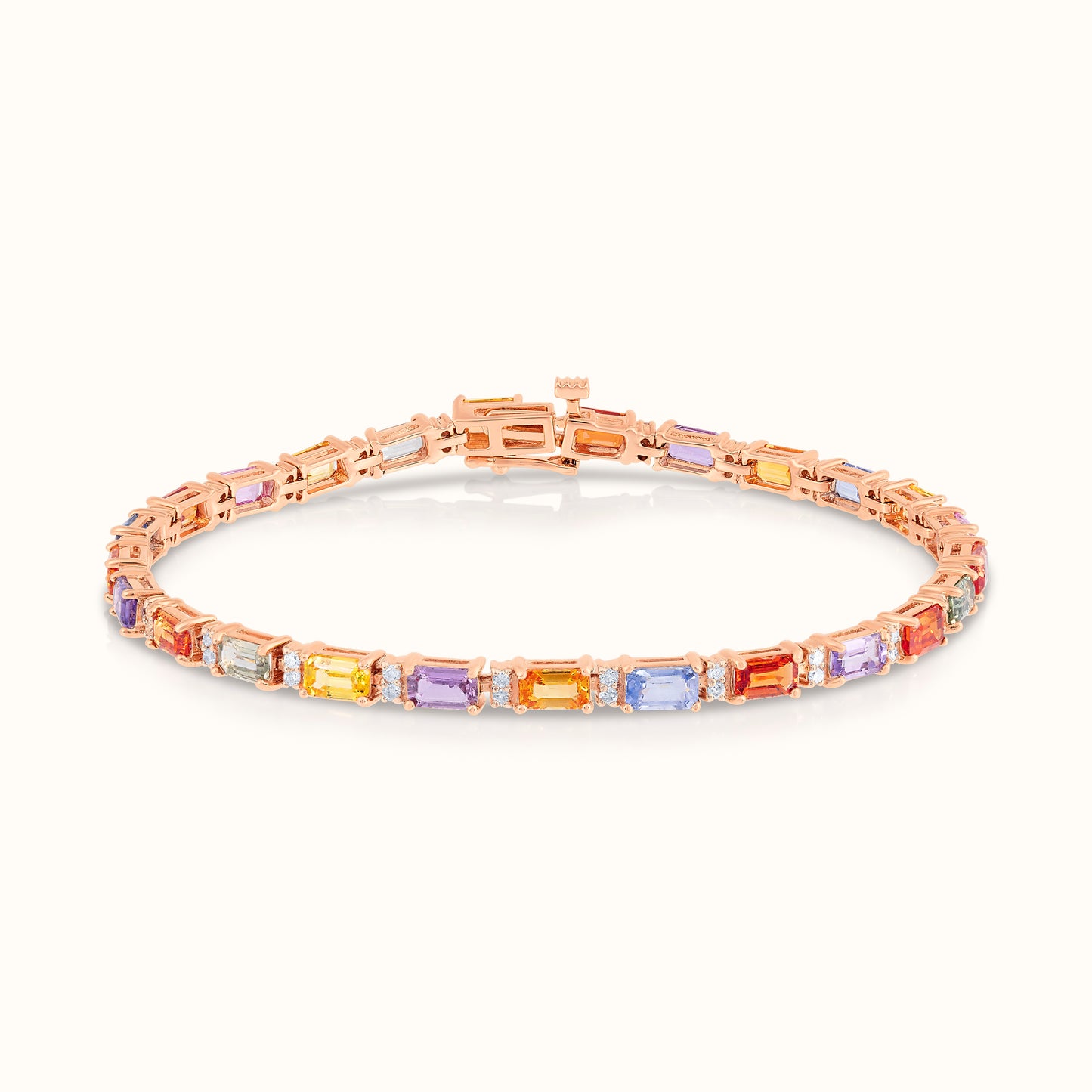 Muticolour Sapphire Emerald Cut Tennis Bracelet - AVIR New York