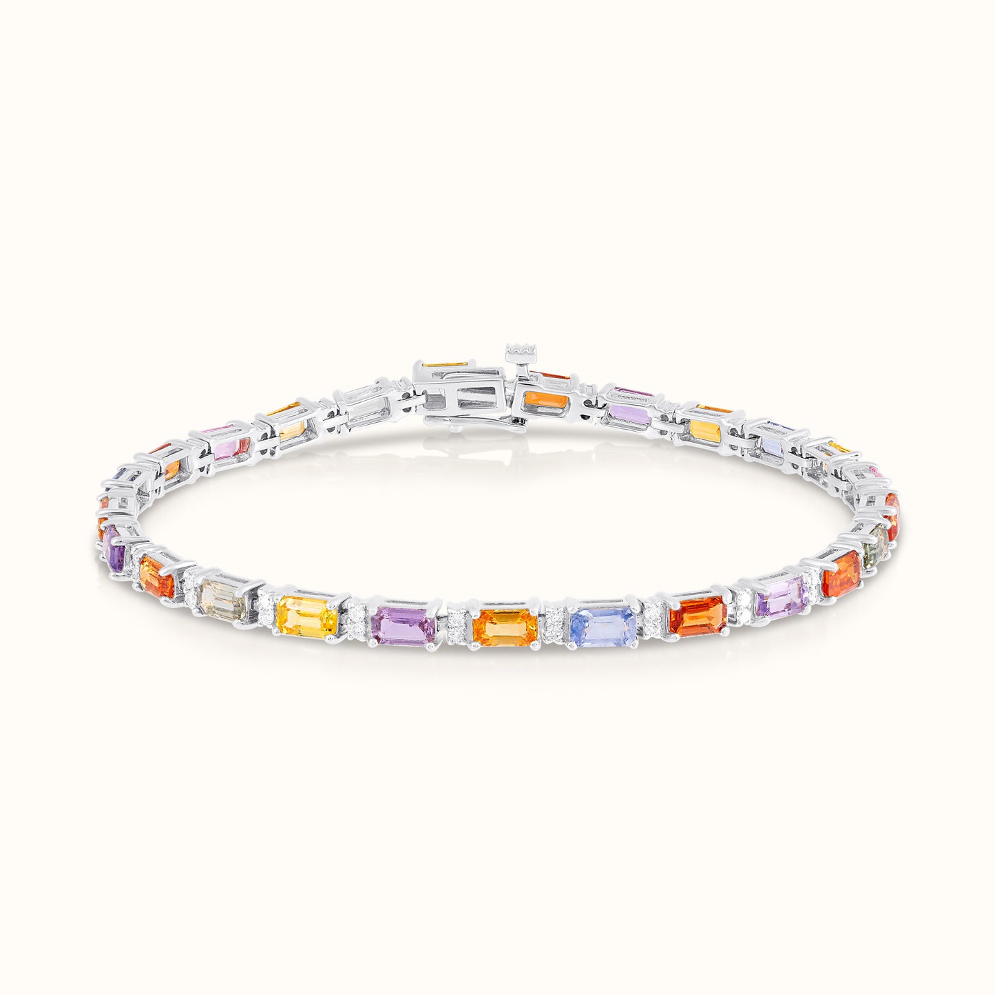 Muticolour Sapphire Emerald Cut Tennis Bracelet - AVIR New York