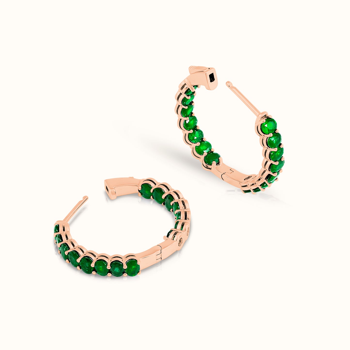 Emerald Oval Cut Hoop Earrings - AVIR New York